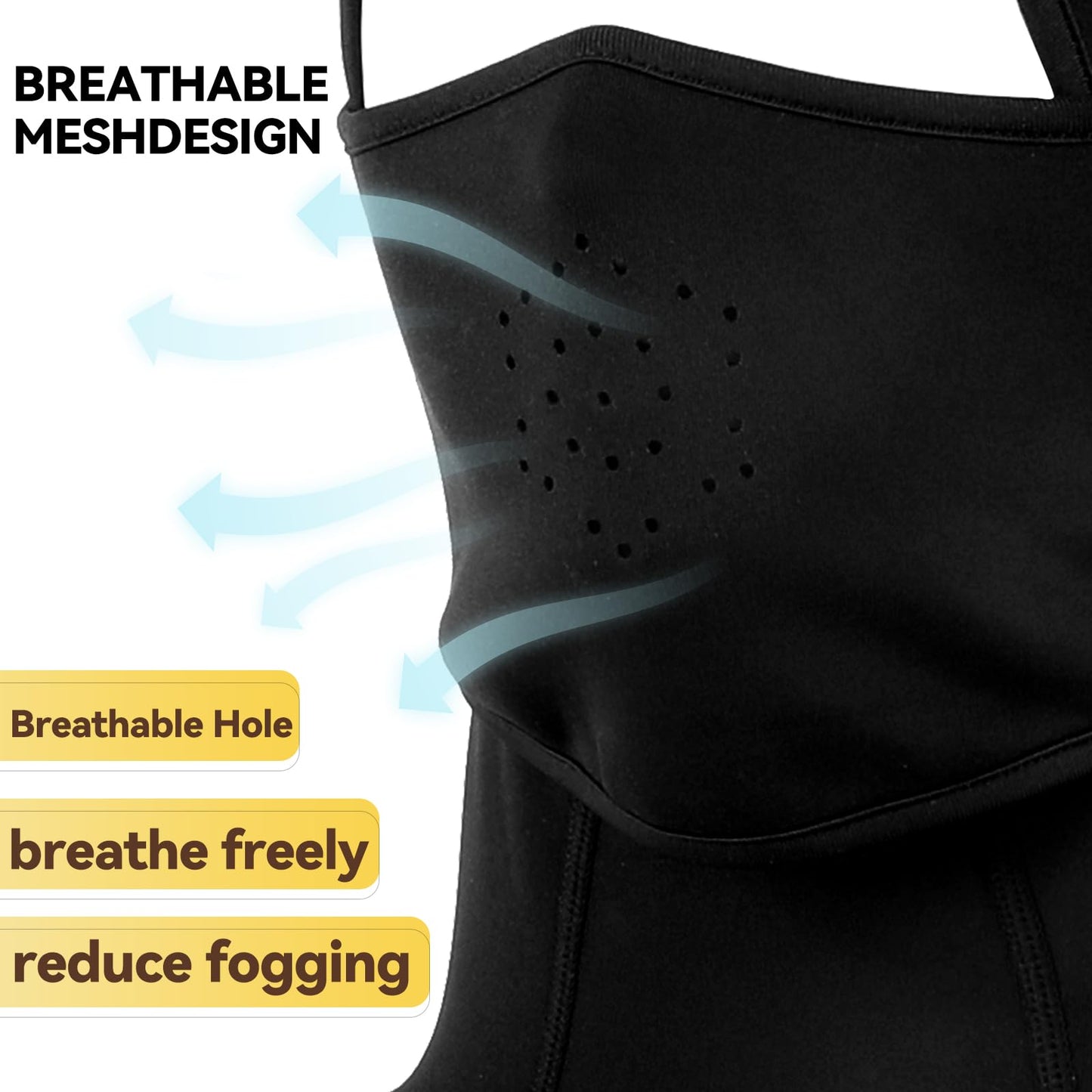 Kids Balaclava Ski Mask- Thermal Fleece Full Face Cover Winter Balaclava with Movable Face Part for Skiing Skating Cycling Black