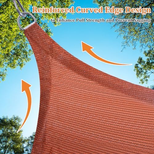 Shade&Beyond Triangle Sun Shade Sail 16'X16'X16' Permeable Canopy Rust Red for Patio Garden Yard Deck Pergola (We Make Custom Size)
