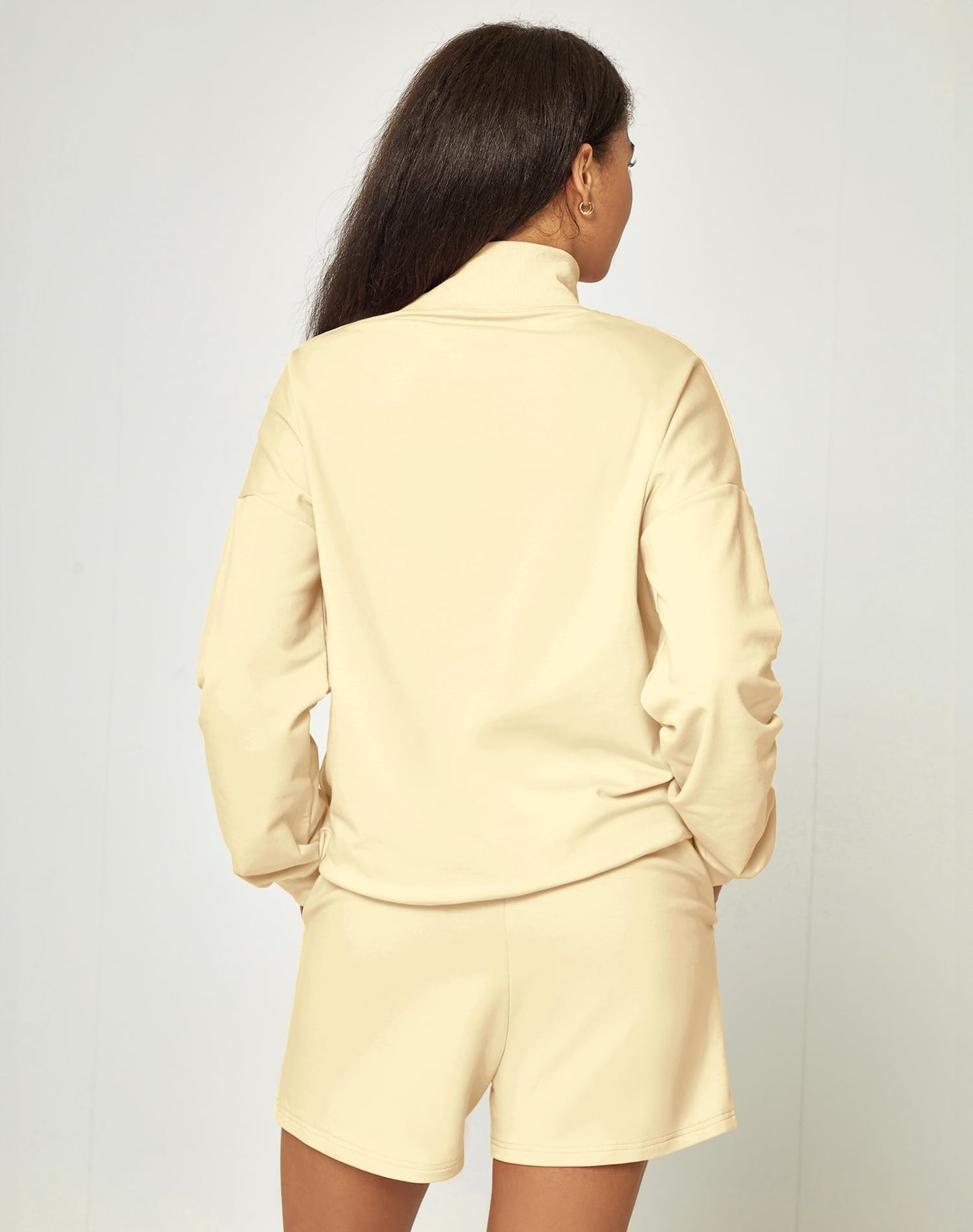 FUPHINE Women Two Piece Outfits Sweatshirt Casual Set Lounge Wear Tracksuit Set 2024 Trendy Sweat Set For Winter Apricot L