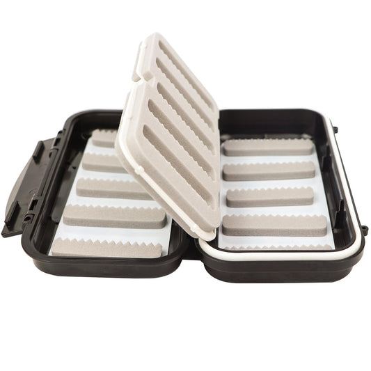 KEESHINE Fly Fishing Box Multi sided Fly Box with Removable Swing Leaf Center (Black, Small)
