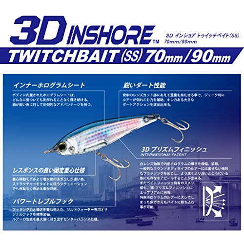 Yo-Zuri R1207-C4 3D Inshore Twitchbait, Color, Silver Black, 70mm 2-3/4"