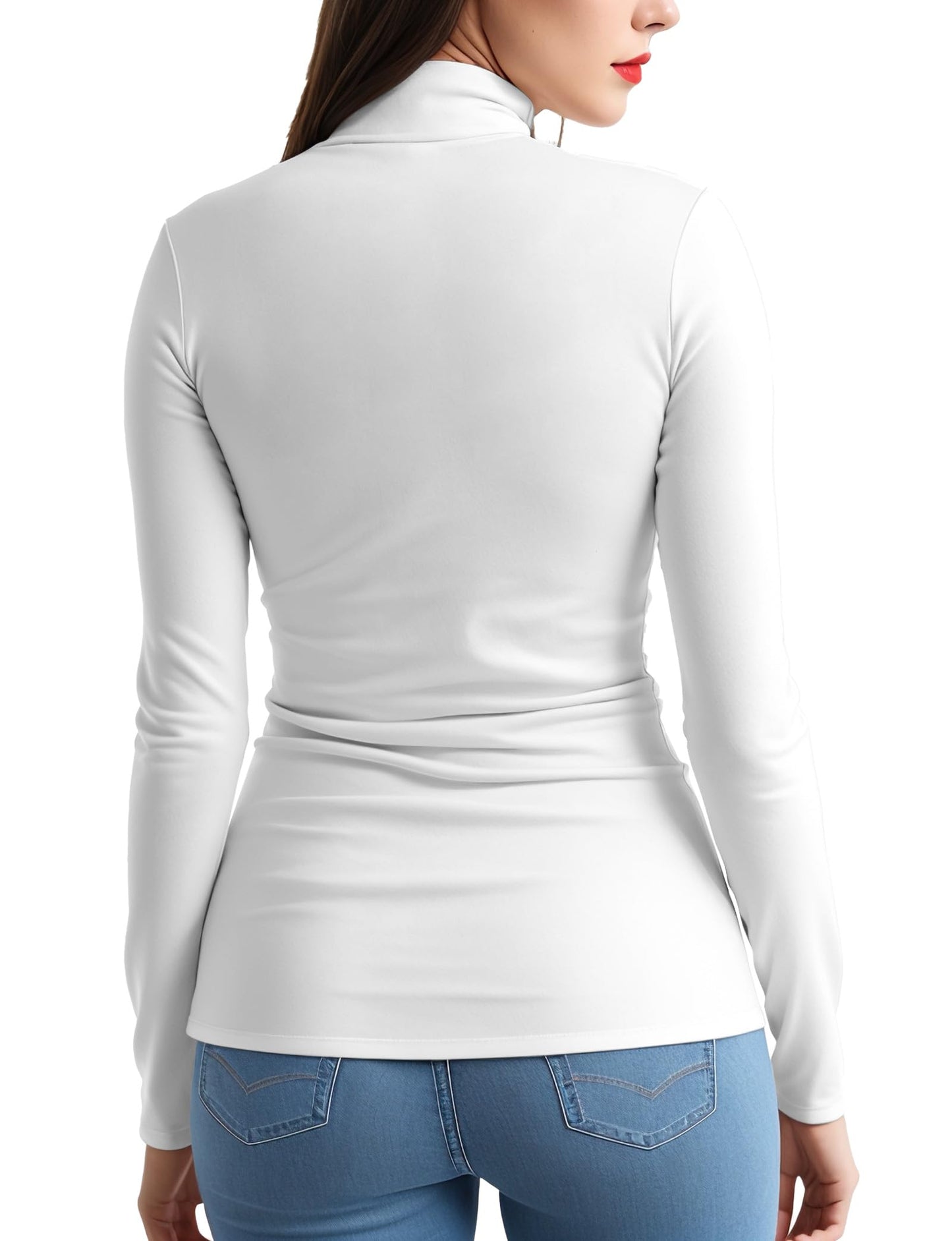 Women's 2 Pack Long Sleeve Turtleneck Thermal T-Shirts Mock Neck Underwear Fall Winter Base Layer Lightweight Tops
