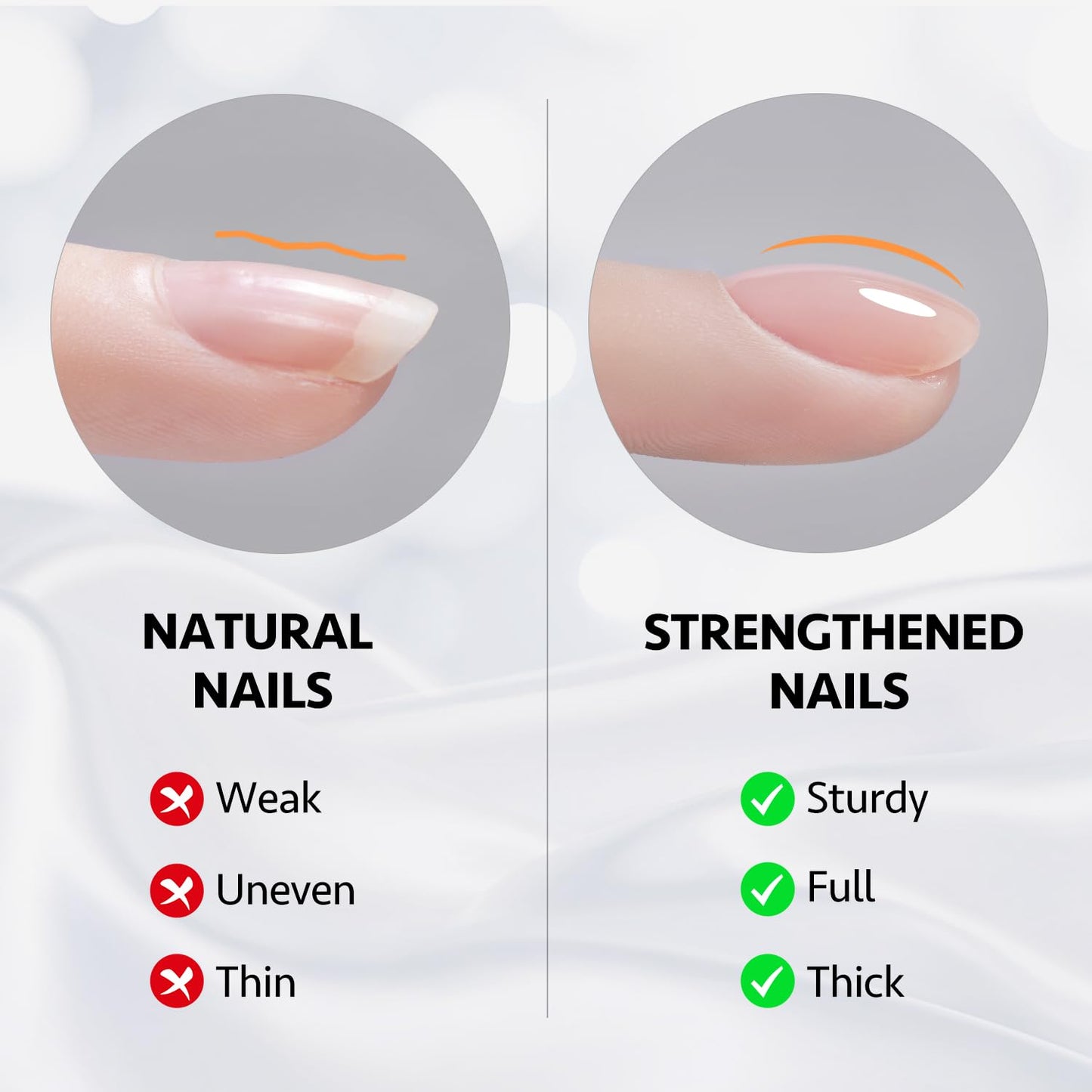 GAOY 2 Pcs 16ml Clear Builder Gel for Nails, Nail Strengthener in a Bottle, Nail Extension Hard Gel, Soak Off Long Lasting UV Gel, Base Coat Top Coat Needed