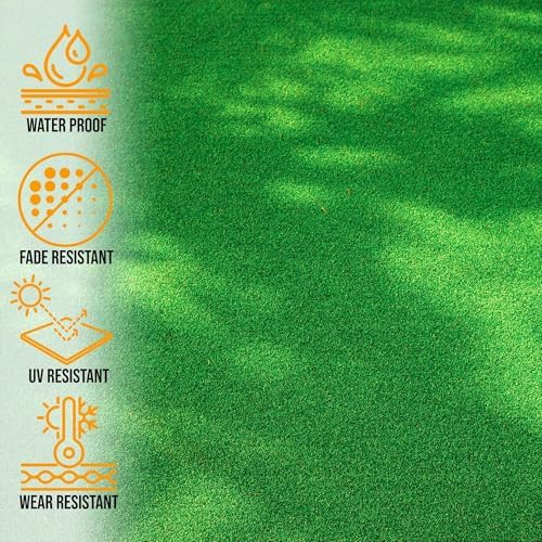 Ottomanson Artificial Grass Turf 2'7" x 10' Indoor Outdoor Faux Grass Rug with Drainage Holes, Customizable with Extra Long Size Options, Perfect for Patio Lawn Balcony Weddings Photoshoot Backdrop