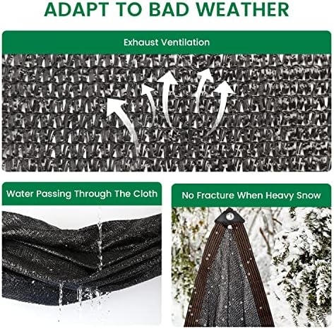 70% 10 X 20 FT Black Shade Cloth, Outdoor Sunblock Shade Cloth with Grommets, Durable Sun Shade Netting Shading Antifreezing for Patio, Garden, Plants Cover, Greenhouse, Barns, Dog Kennel