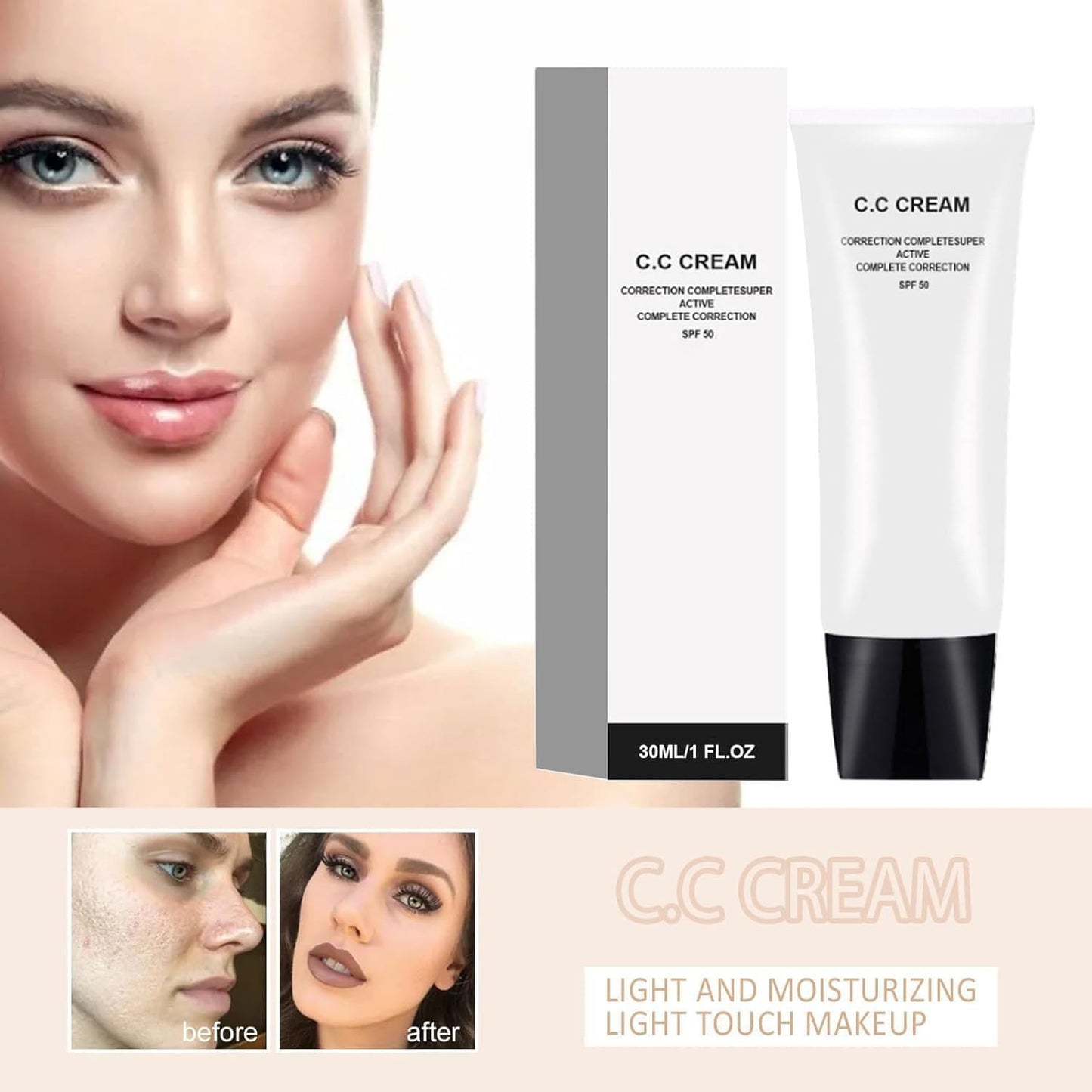 Perbella Cc Cream Self Adjusting For Mature Skin, Perbella Cc Cream For Older Women, unroxah Skin Tone Adjusting Cc Cream Spf 43, Cc Cream Foundation, Moisturizing, Non-Greasy, Breathable (Natural)