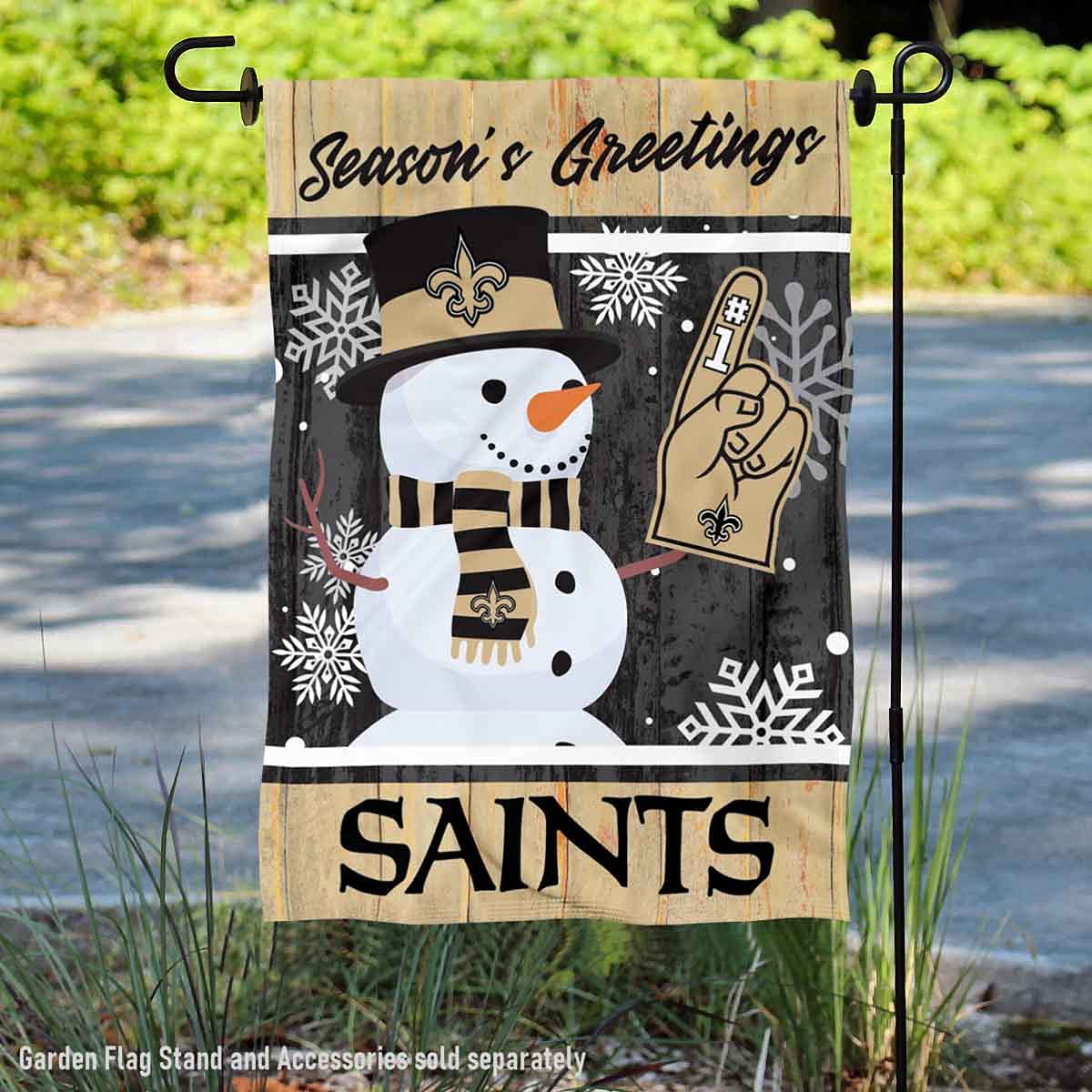 New Orleans Saints Holiday Winter Snow Garden Flag Double Sided Banner