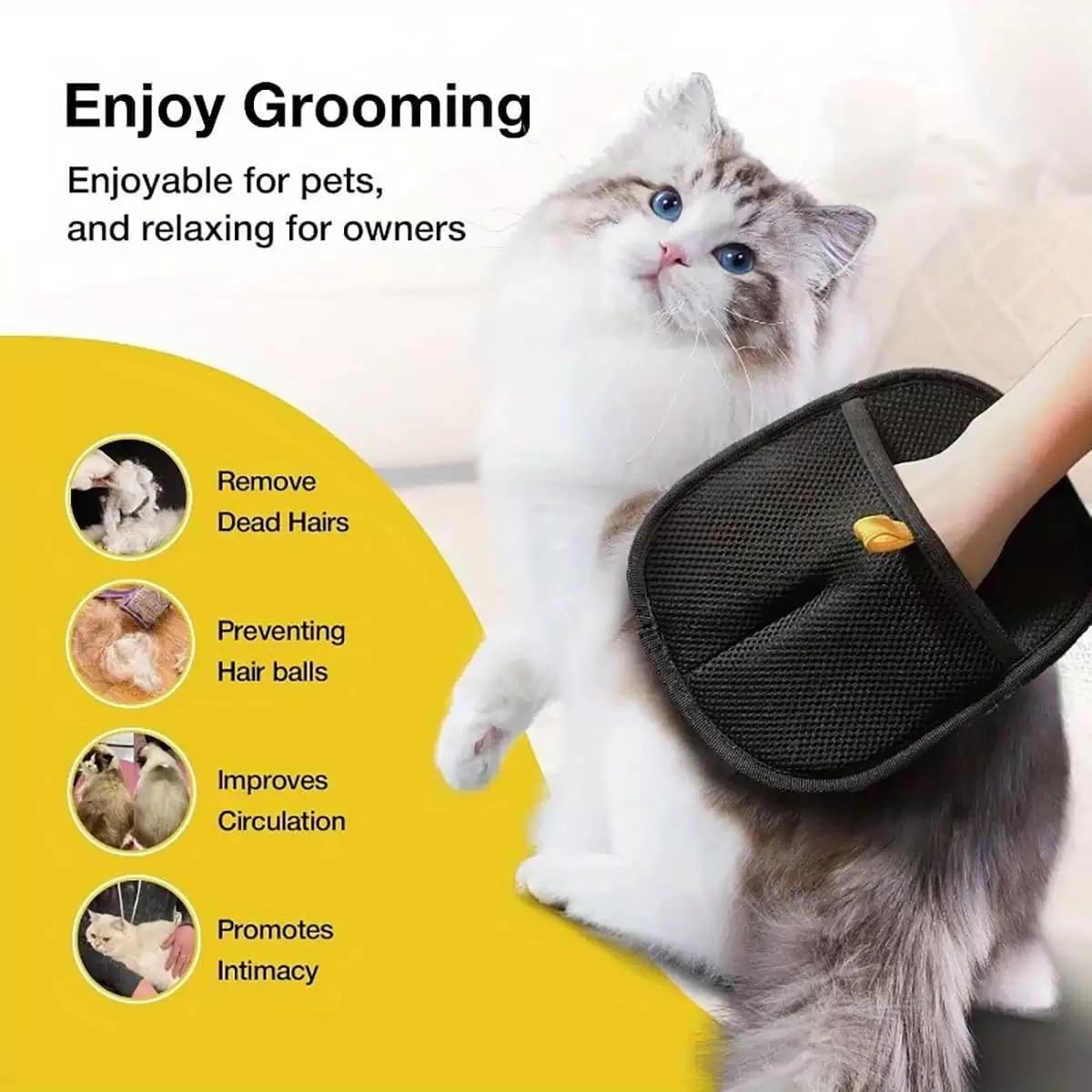 Pet Hair Removal Glove for Cats & Dogs - 2025 Upgraded Efficient Pets Grooming Gloves, Reusable Pet Hair Removal Tool for Carpet, Couch, Car (Black 2Pcs)