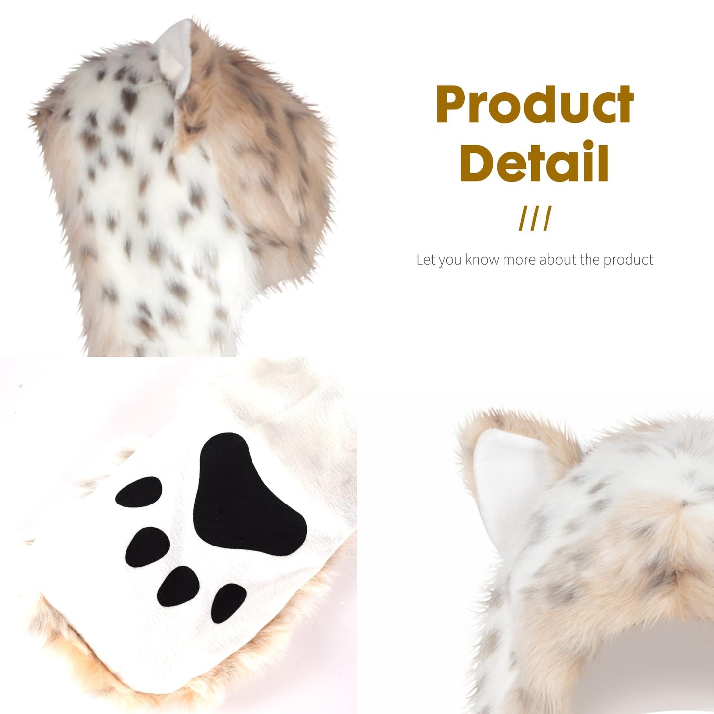 ShellKingdom Plush Novelty Animal Hat,3 in 1 Function Snow Leopard Faux Fur Full Animal Hood Hat Winter Warmer Cap