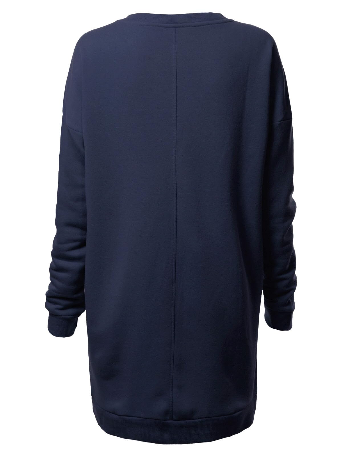 MixMatchy Women's Casual Oversized Crew Neck Fleece Pullover Sweatshirts Tunic Fall Outfits 2023 Y2K Winter Clothes Navy SM