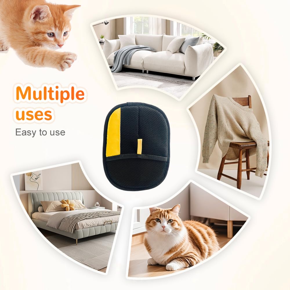 Pet Hair Removal Gloves, Electrostatic Pet Hair Remover for Furniture, Washable Dog Cat Grooming Gloves for Pets, Reusable Dogs Cats Hair Gloves for Bed Sheets Couch Clothes Carpet Car Seat (Orange)