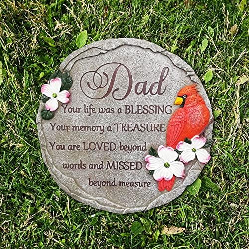 INSPIAMZUE Dad Memorial Stone - Cardinal Memorial Garden Stone Sympathy Gift for Loss in Loving Memory of Dad in Heaven - Remembrance of Father Bereavement Keepsake Gift TNS1