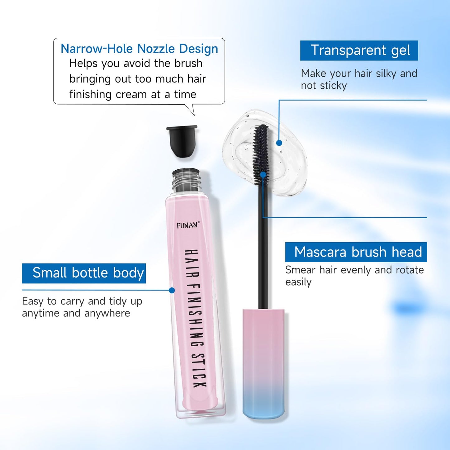 PasaRose 5 Pcs Hair Wax Stick Set for Women & Baby Hair Accessories,Wax Stick for Flyaways Edge Control Slick Stick,Hair Finishing Stick,Hair Styling Comb,Hair Gel Stick for Fixing Hair Styling