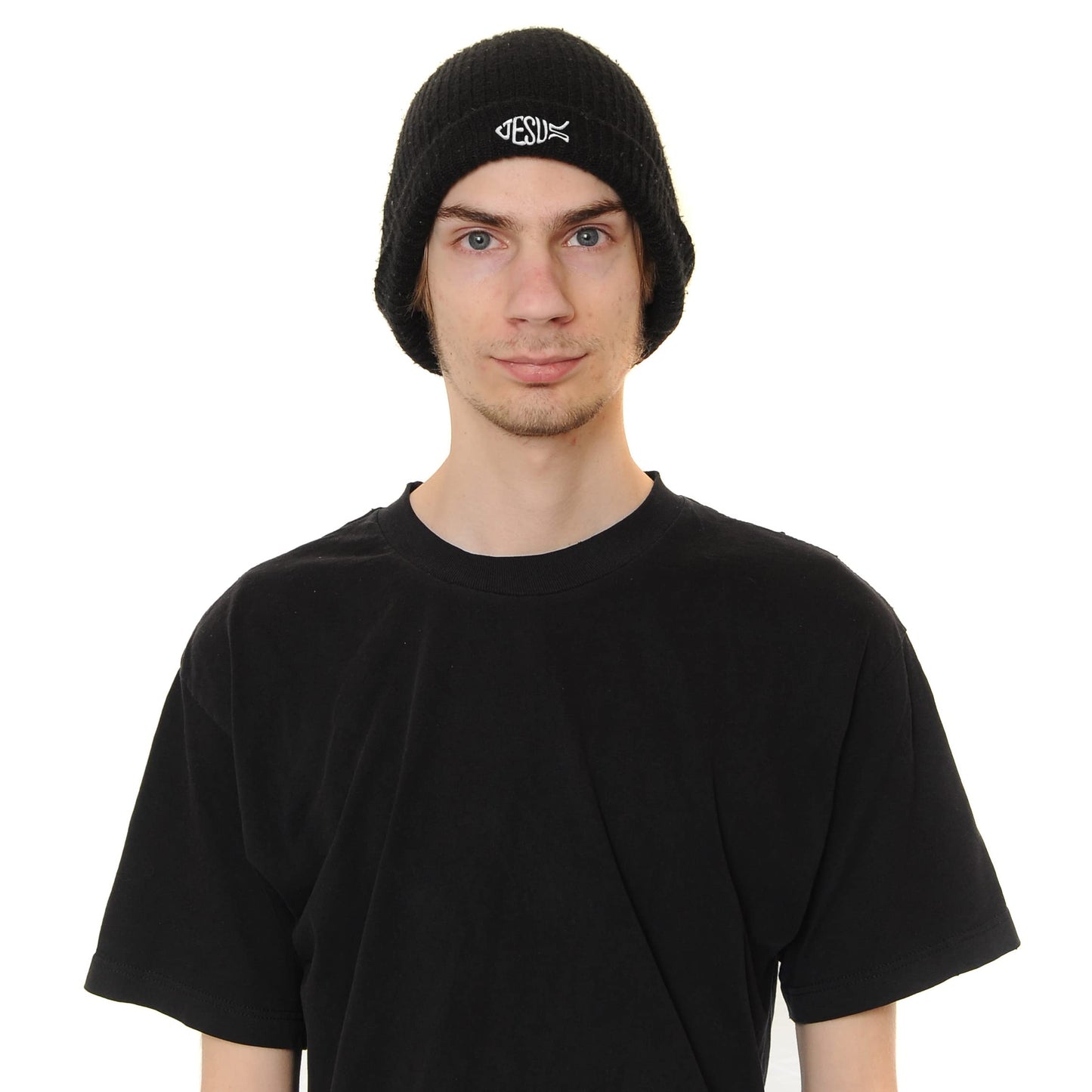 LUADSN Jesus Beanie Hat for Men Women Embroidered Knit Beanie Hat Skull Cap Slouchy Winter Hat