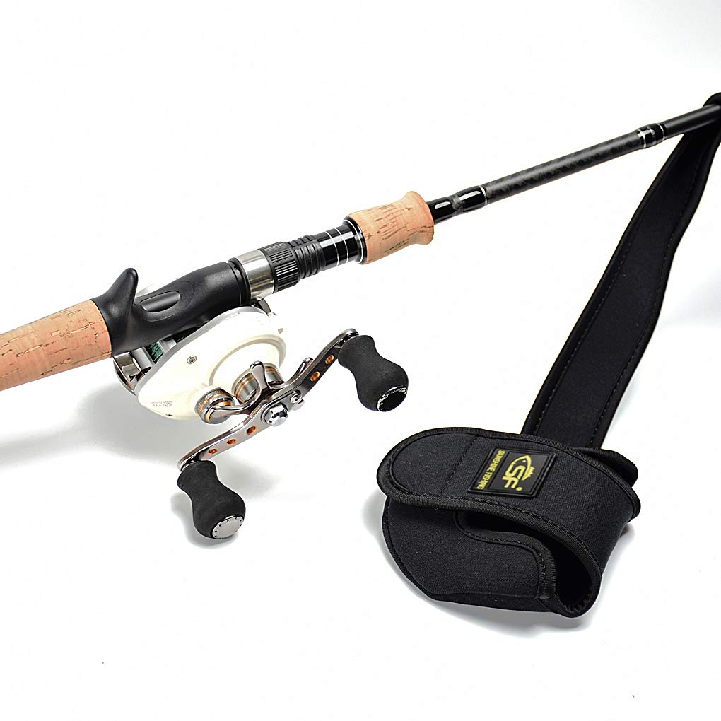 SF Fishing Rod Sleeve Cover Casting Rod Socks Black Two in one Baitcaster Reel Cover Protector 7′-7′6″ Rod and Reel Combo for Right Hand Reel