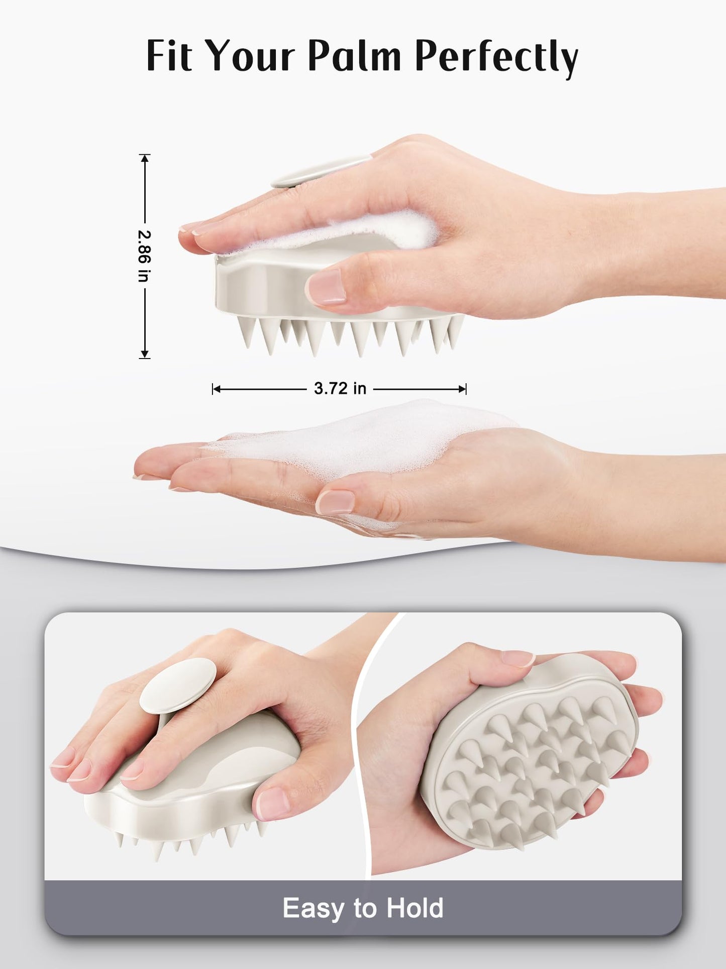 HEETA Scalp Massager Shampoo Brush 2 Pack, Soft Silicone Bristles to Remove Dandruff, Waterproof Scrubber for Wet Dry Hair, Suitable for Men & Women (Light Beige&Green)