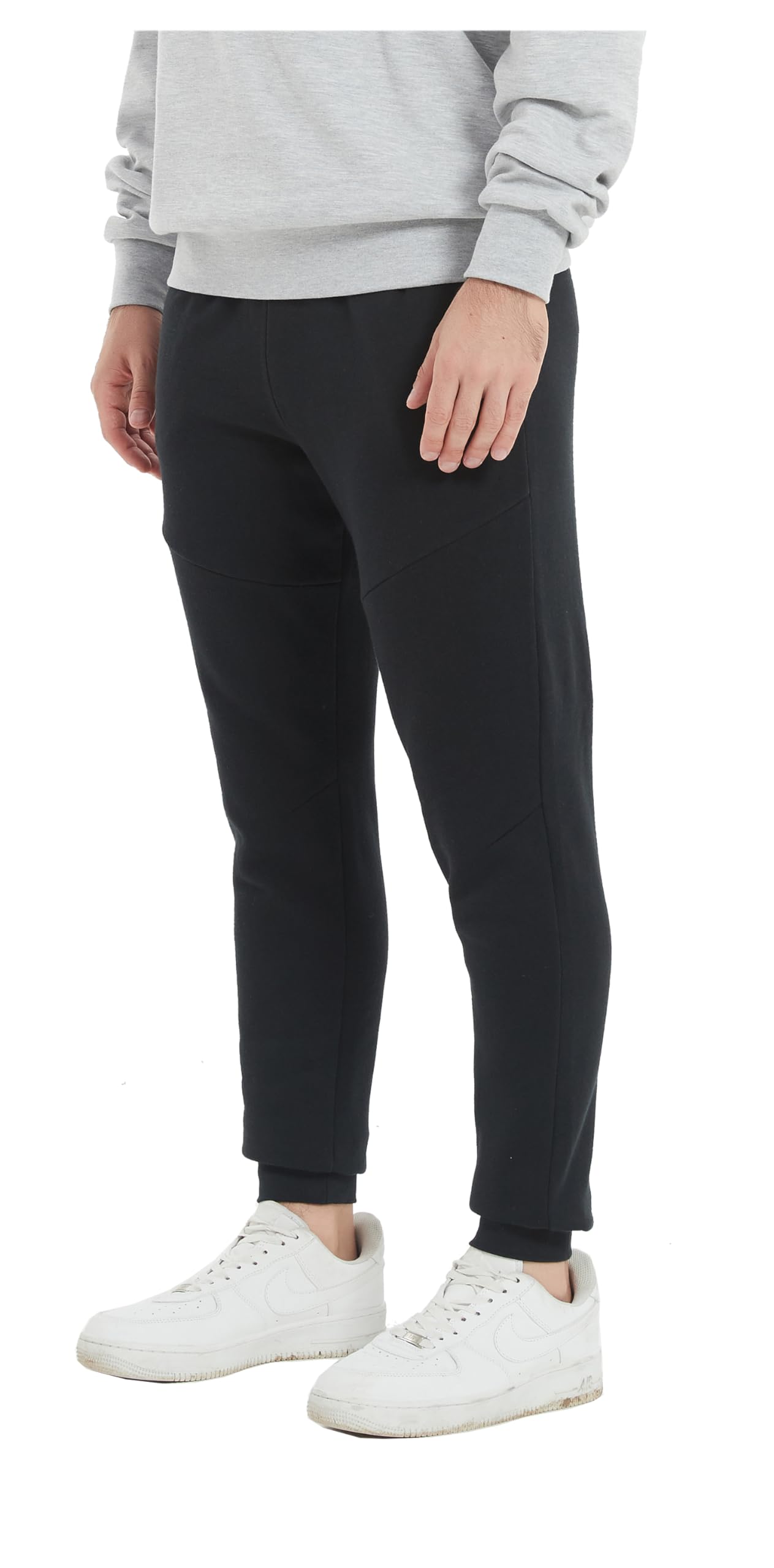 Tronjori Men's High Waisted Fleece Sweatpants Fall Winter Athletic Jogger Pants Lounge Trousers Elastic Waistband(S,Black)