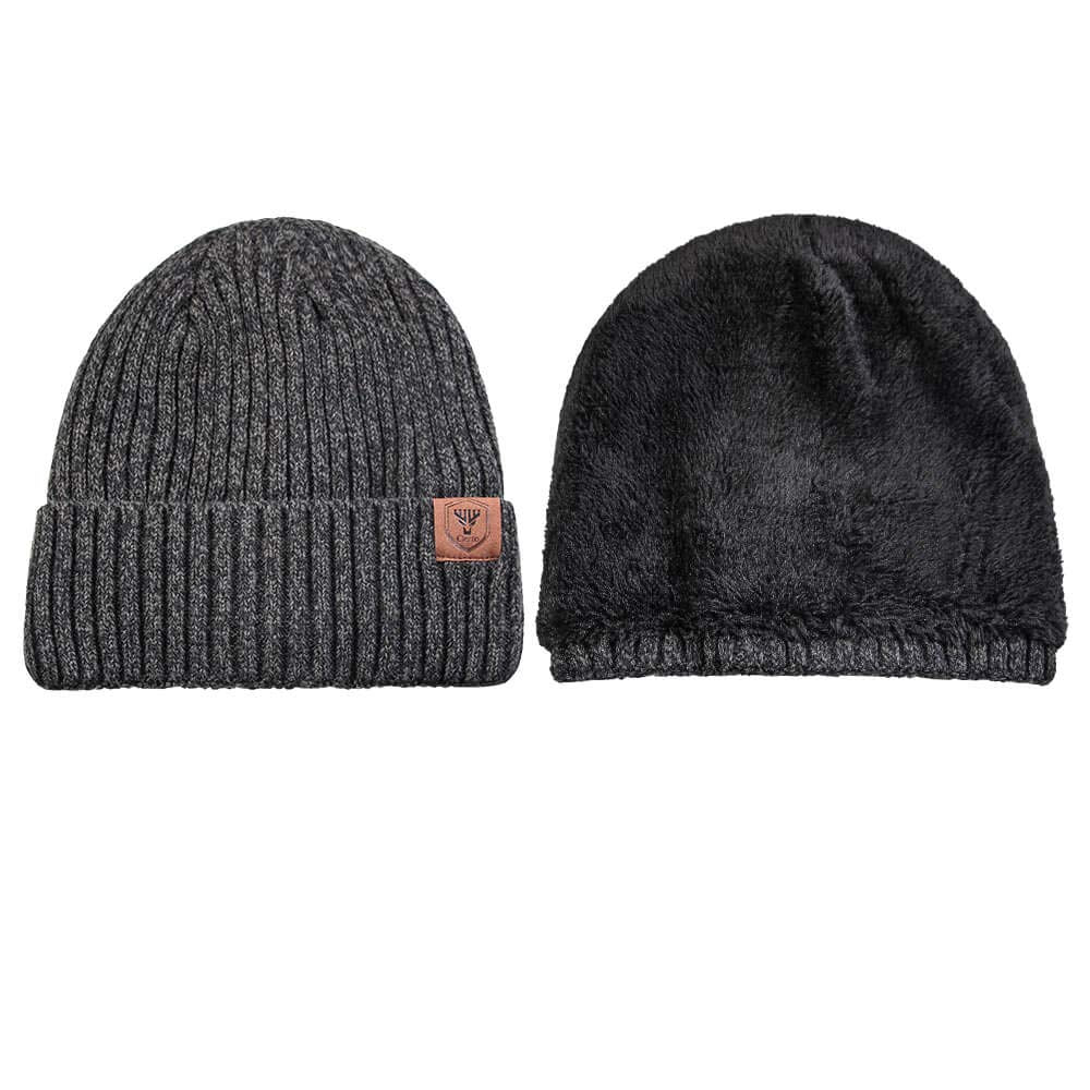 Cierto Winter Beanie for Men & Women | Cold Weather Polar Fleece Lining Knit Hat | Cuffed Stocking Cap Lined with Faux Wool