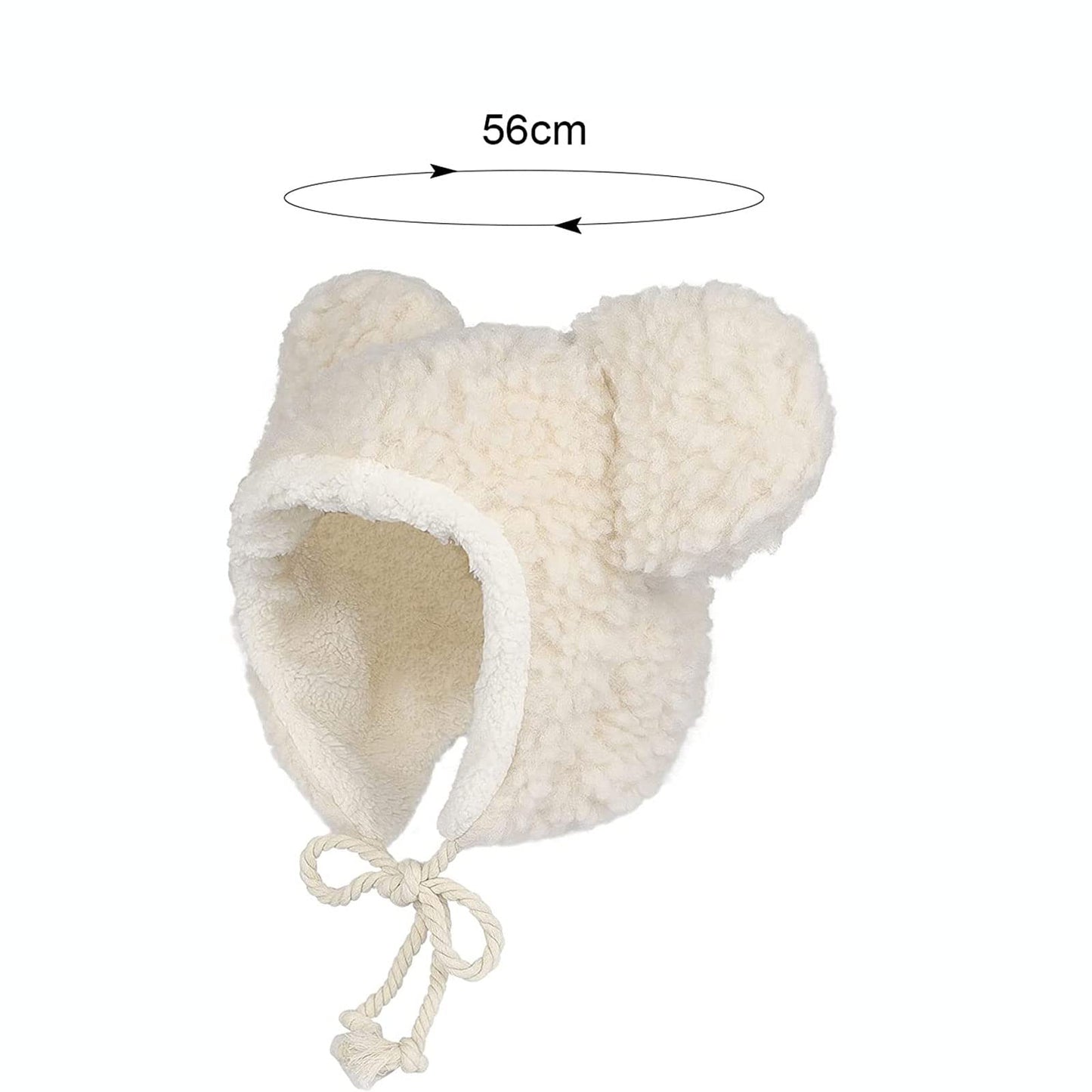 Cute Plush Faux Fur Animal Critter Hat Cap with Ear Flaps Fuzzy Bear Hat Soft Warm Winter Hat Beanie for Adults Women Girls Beige