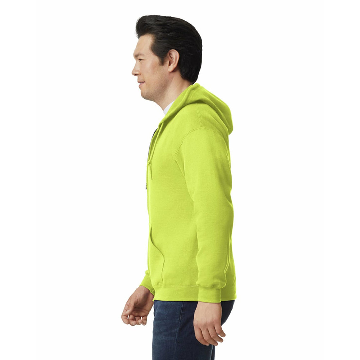 Gildan Adult Fleece Zip Hoodie Sweatshirt, Style G18600, Multipack, Safety Green (1-pack), Large