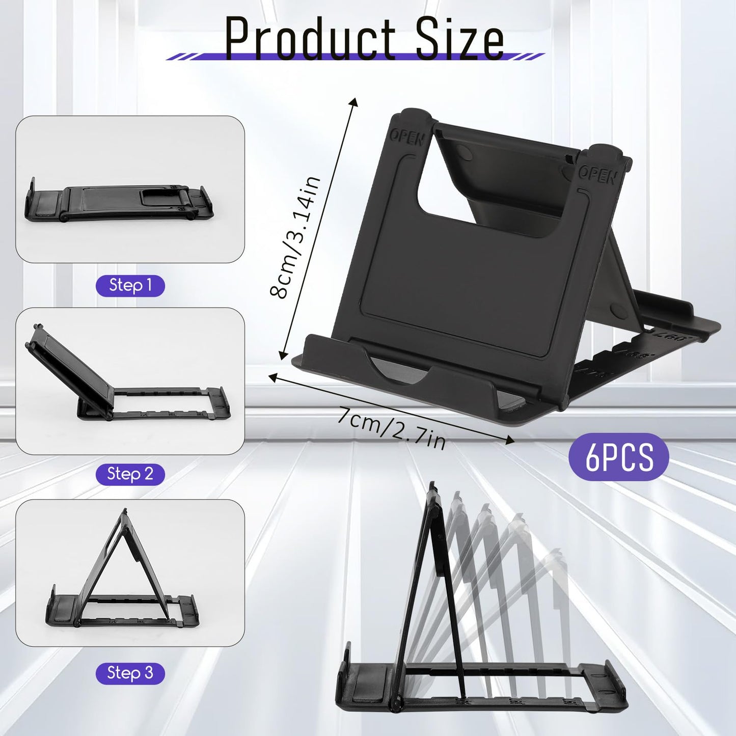 Bruislard 7 Pack Foldable Phone Stands Holder, Multi-Angle Desktop Tablet Stand Portable Universal Tabletop Phone Holder for All Mobile Smart Cell Phones Tablet Display