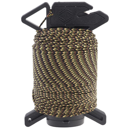Atwood Rope Ready Rope™ Micro Cord Dispenser 125ft 100lb Test, Camping Gear Survival Tool, Built in Storage, Cutting Blade, Cord Grip, Gear Loop, Made in USA (Ground War)