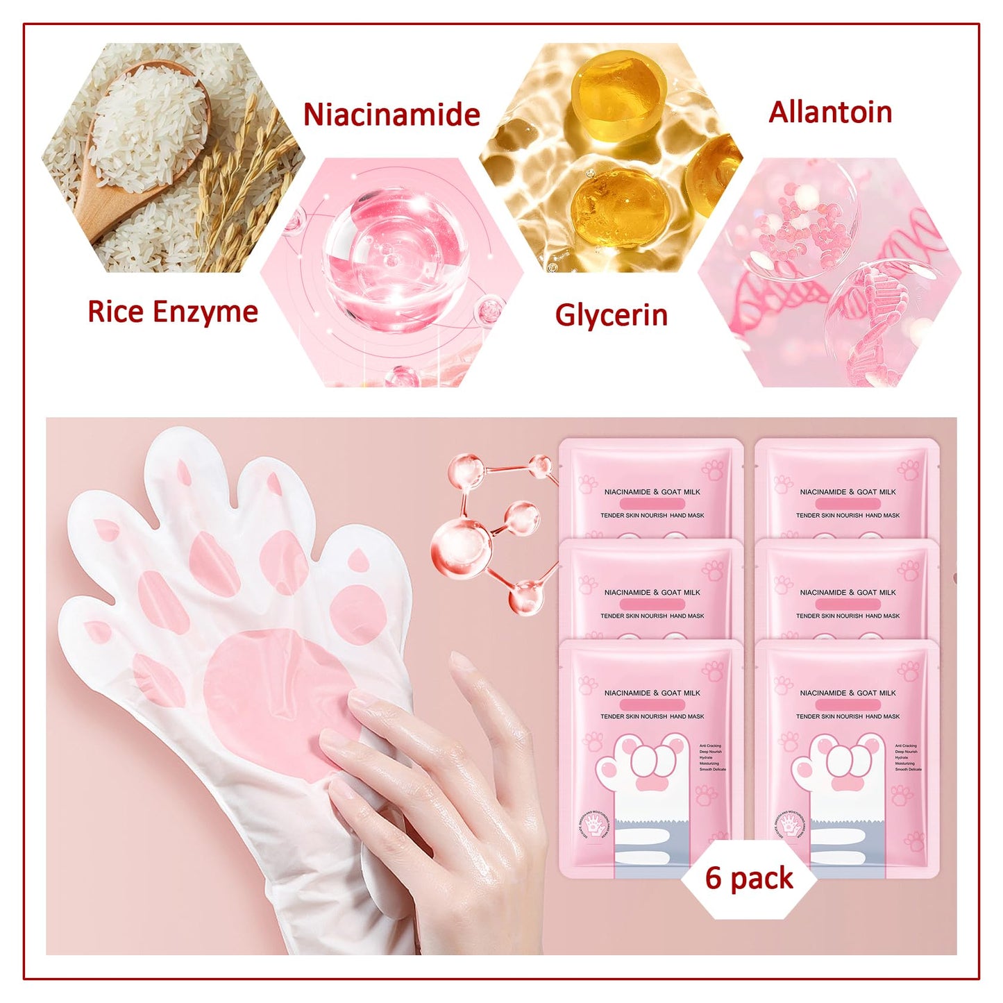 PPPanYiDi Hand Masks Moisturizing Gloves,6 Pairs Hydrating Hand Peel Masks Gift Set for Dry Cracked Hands Care,Long-lasting and Non-greasy Hand Moisturizer Gloves for Women C