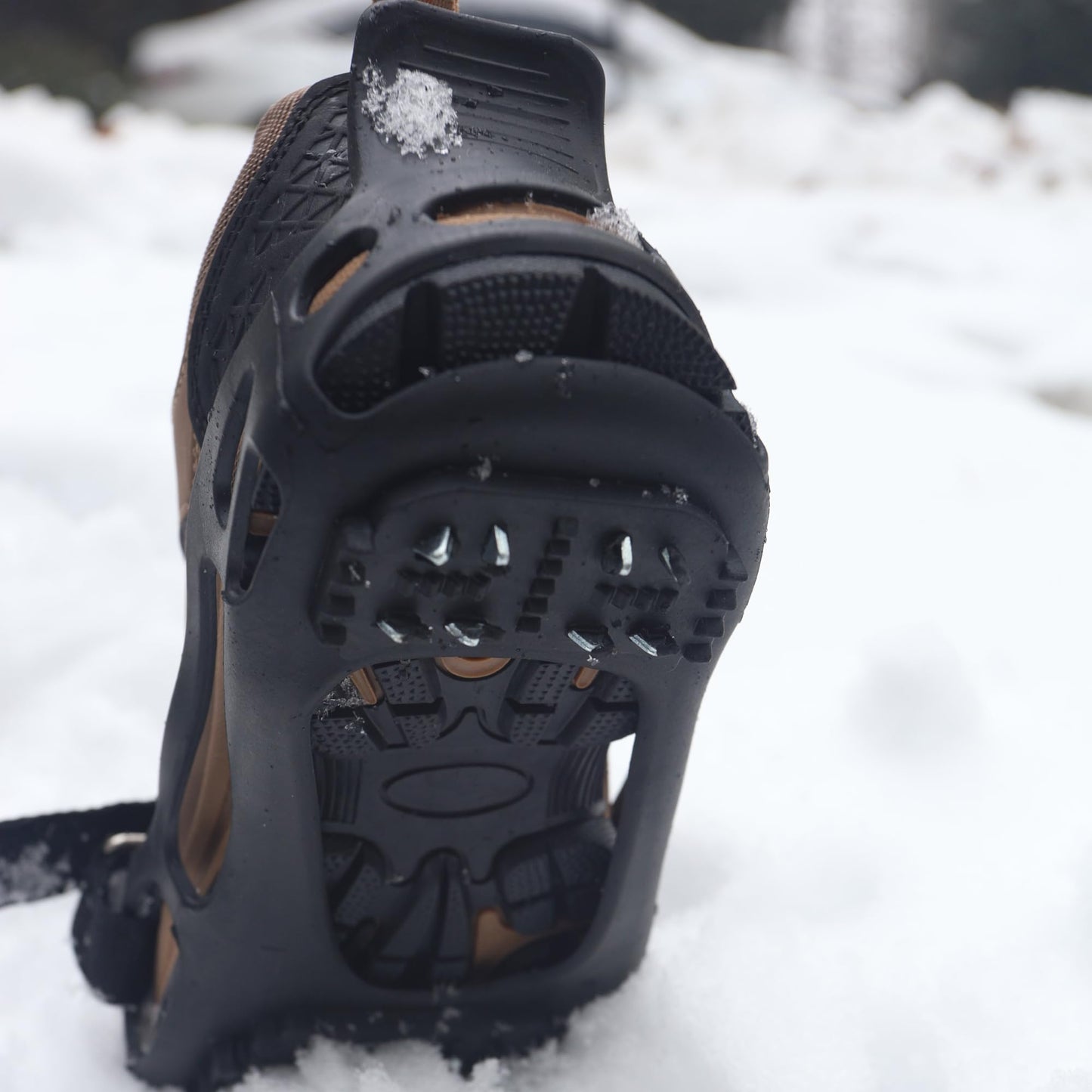 Ice Cleats Traction Crampons 24Teeth for Winter Shoes and Boots Ice Grips Walking on Snow Anti-Slip Ice Cleats with Adjustable Straps (XL(10-13 men/11.5-14 Women))