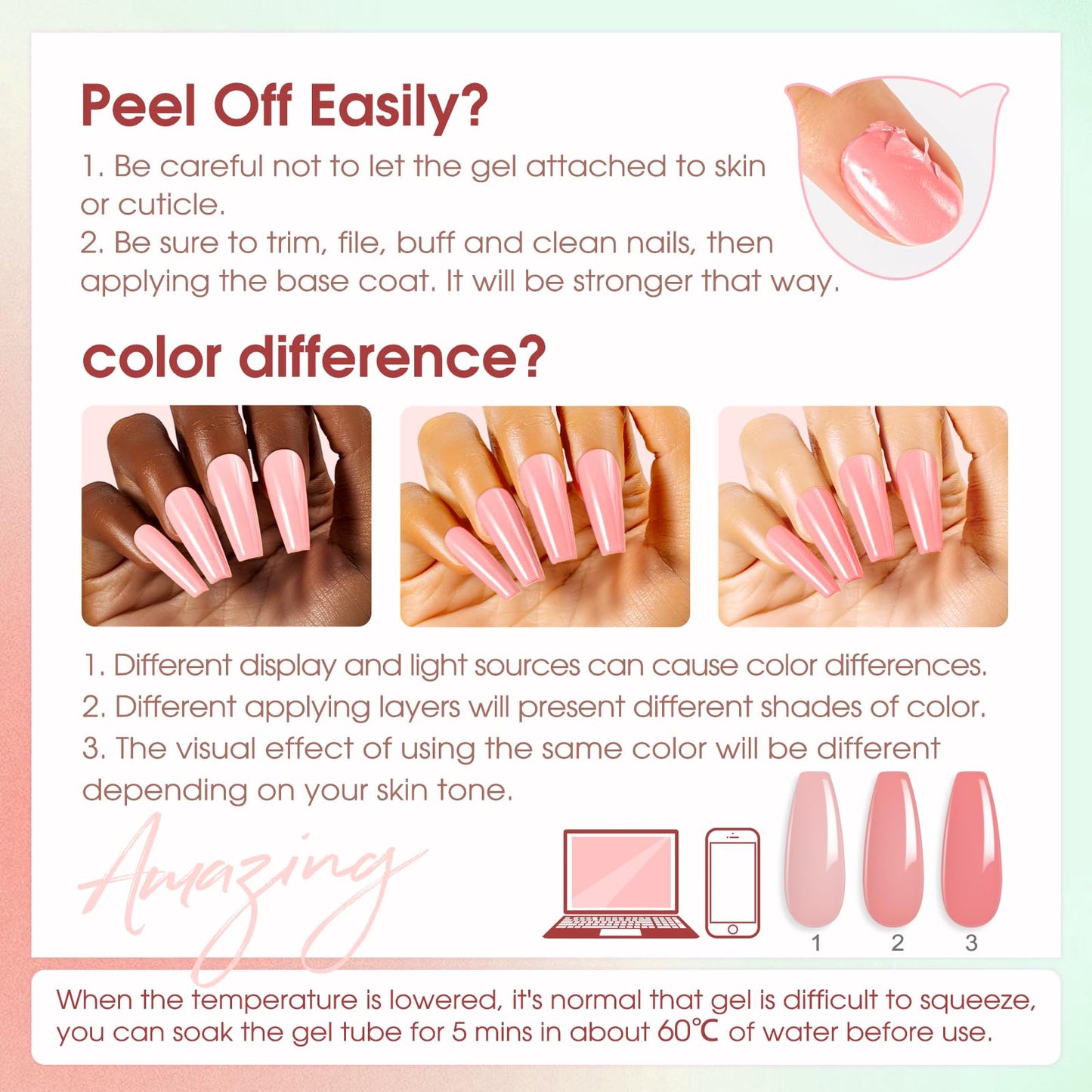 ROSALIND 20PCS White Clear Poly Nails Gel Kit Starter Builder Kit with Slip Solution Pro Nude Pink Nail Extensions Gel Set with Mini UV Lamp Drill Nail Art