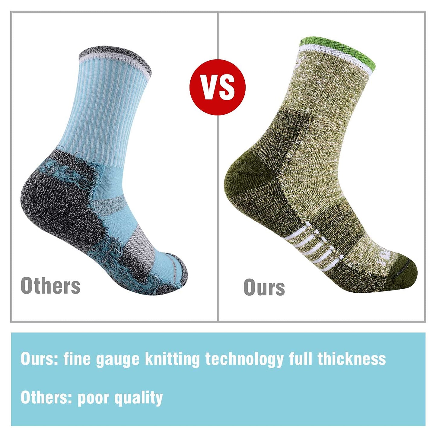 FEIDEER Women's Hiking Walking Socks, 3-pack Outdoor Recreation Socks Wicking Cushion Crew Socks (3WS20403-L)
