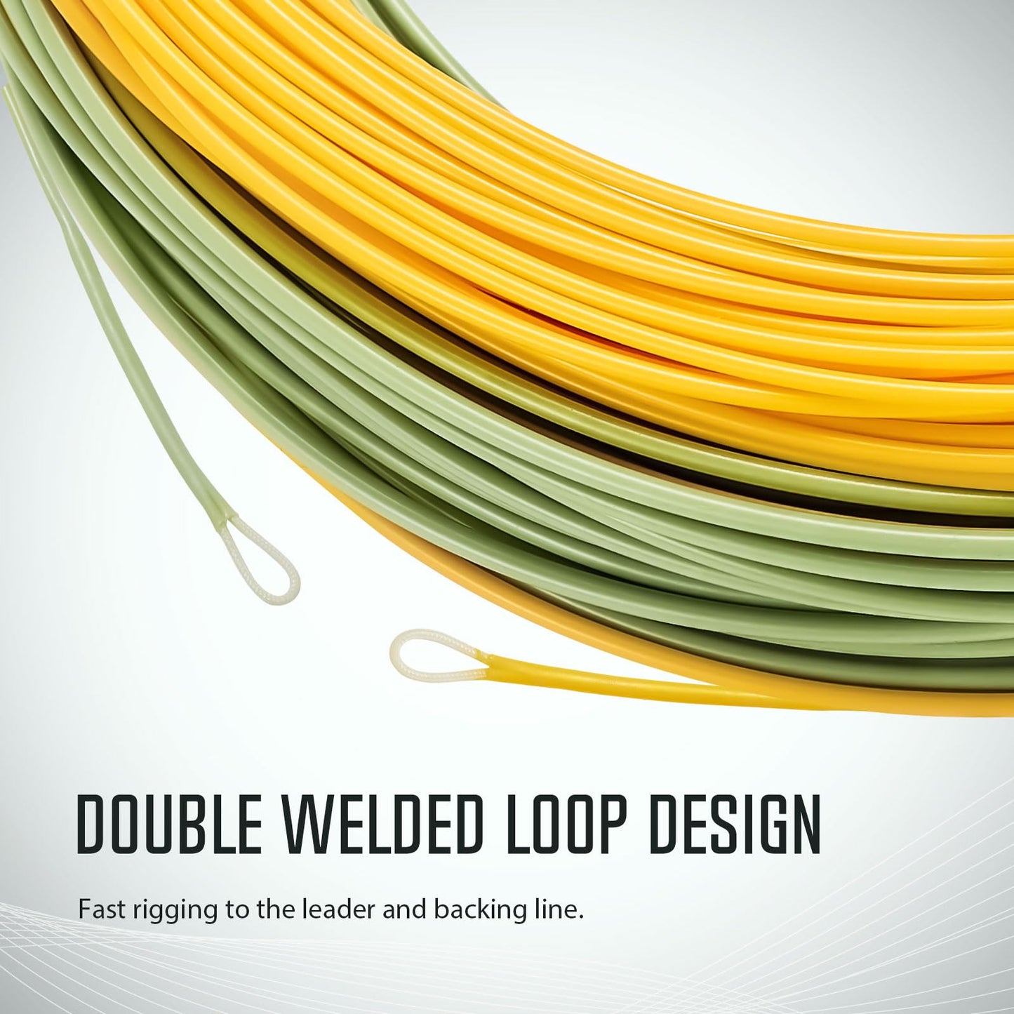 Piscifun Sword Fly Fishing Line with Welded Loop, Weight Forward Floating Fly Line, WF3wt, 90FT, Moss Green & Yellow