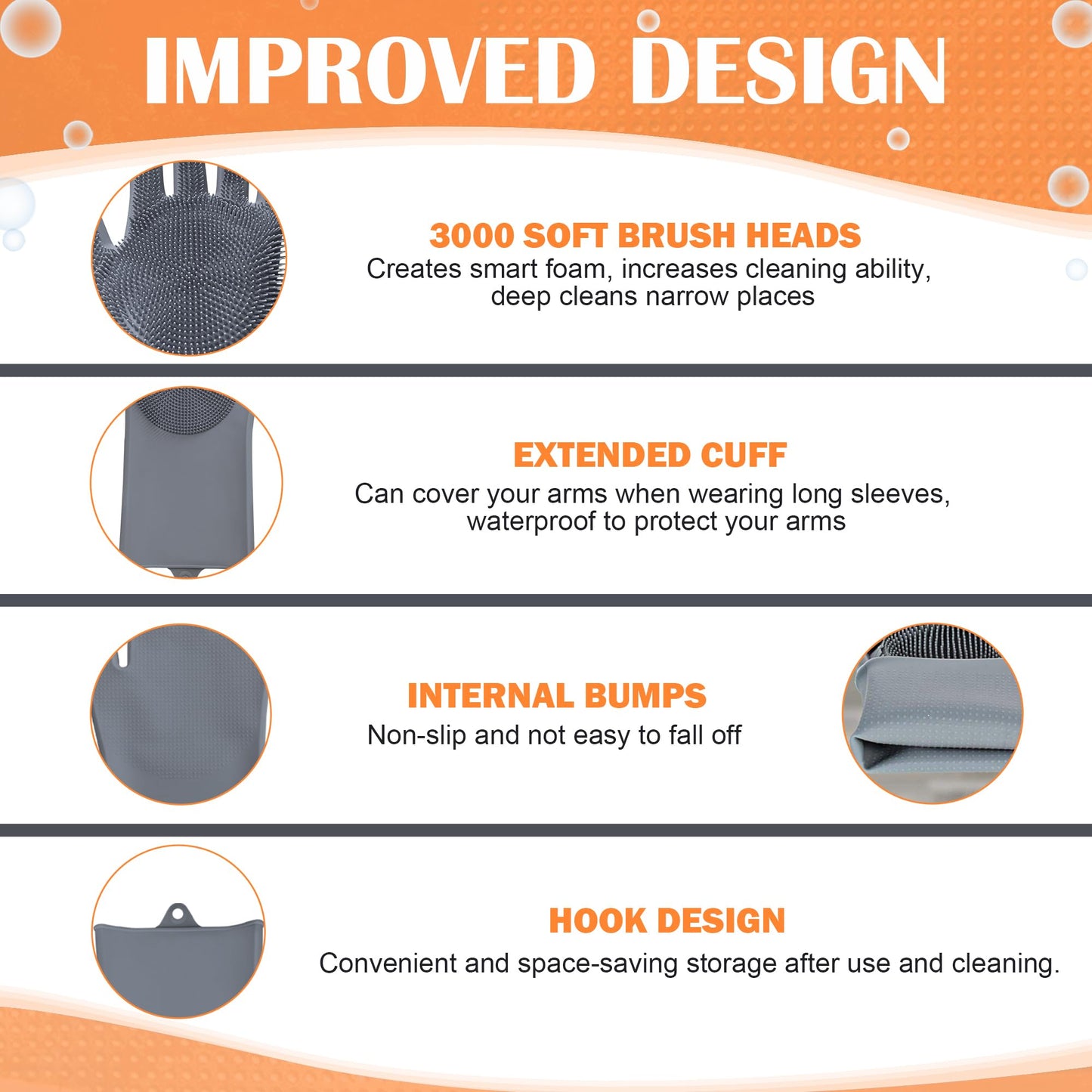 SUKETIL Pet grooming gloves,Dog washing gloves with High-Density Teeth with Five Finger Design to bathing and Massage for Dogs,Cats (Gray)