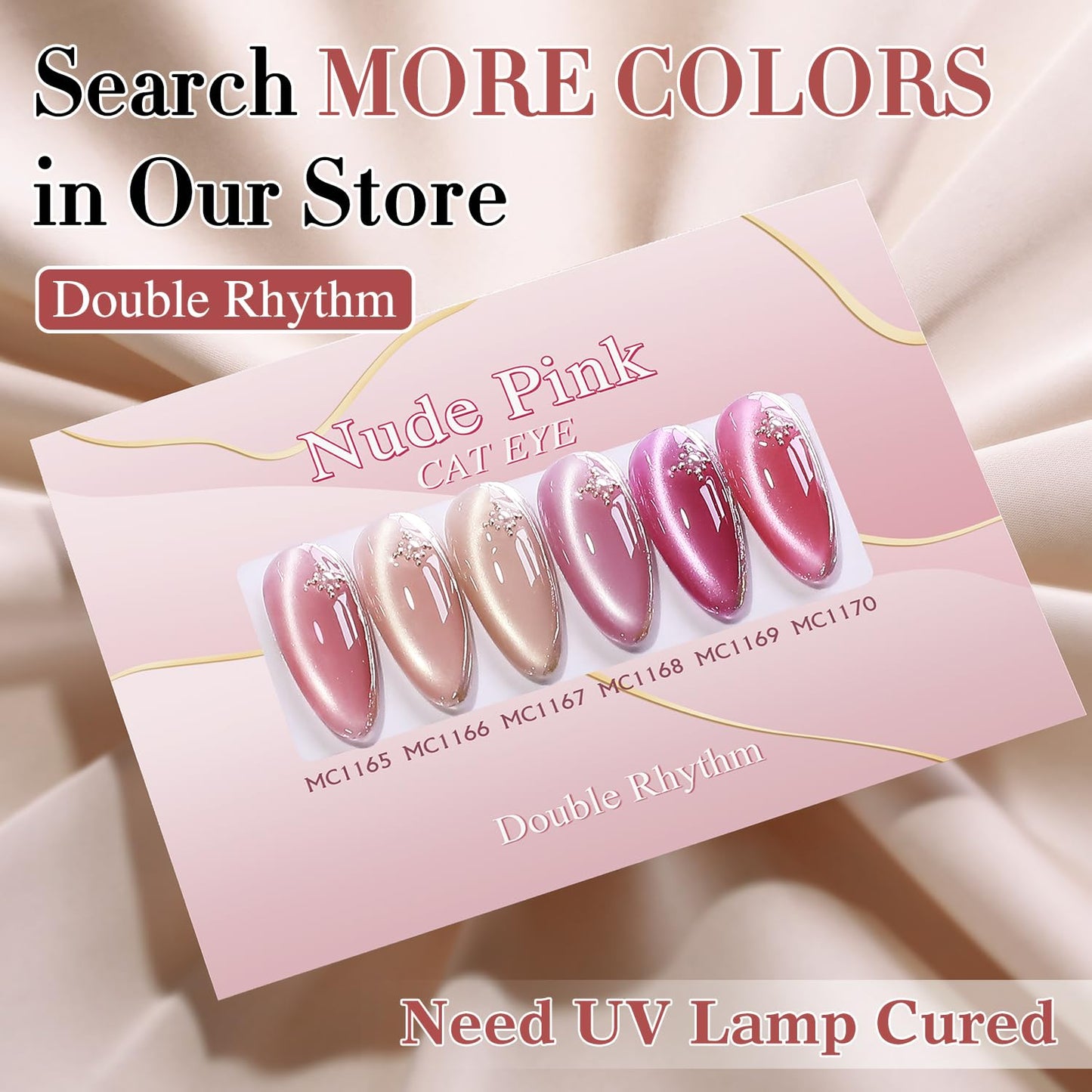 Double Rhythm 15ML Glass Cat Eye Gel Polish with Magnet Same Color Same Bottle Holographic Glitter Shimmer Salon Soak Off Magnetic Nail at Home (Rose Pink-MC1165)