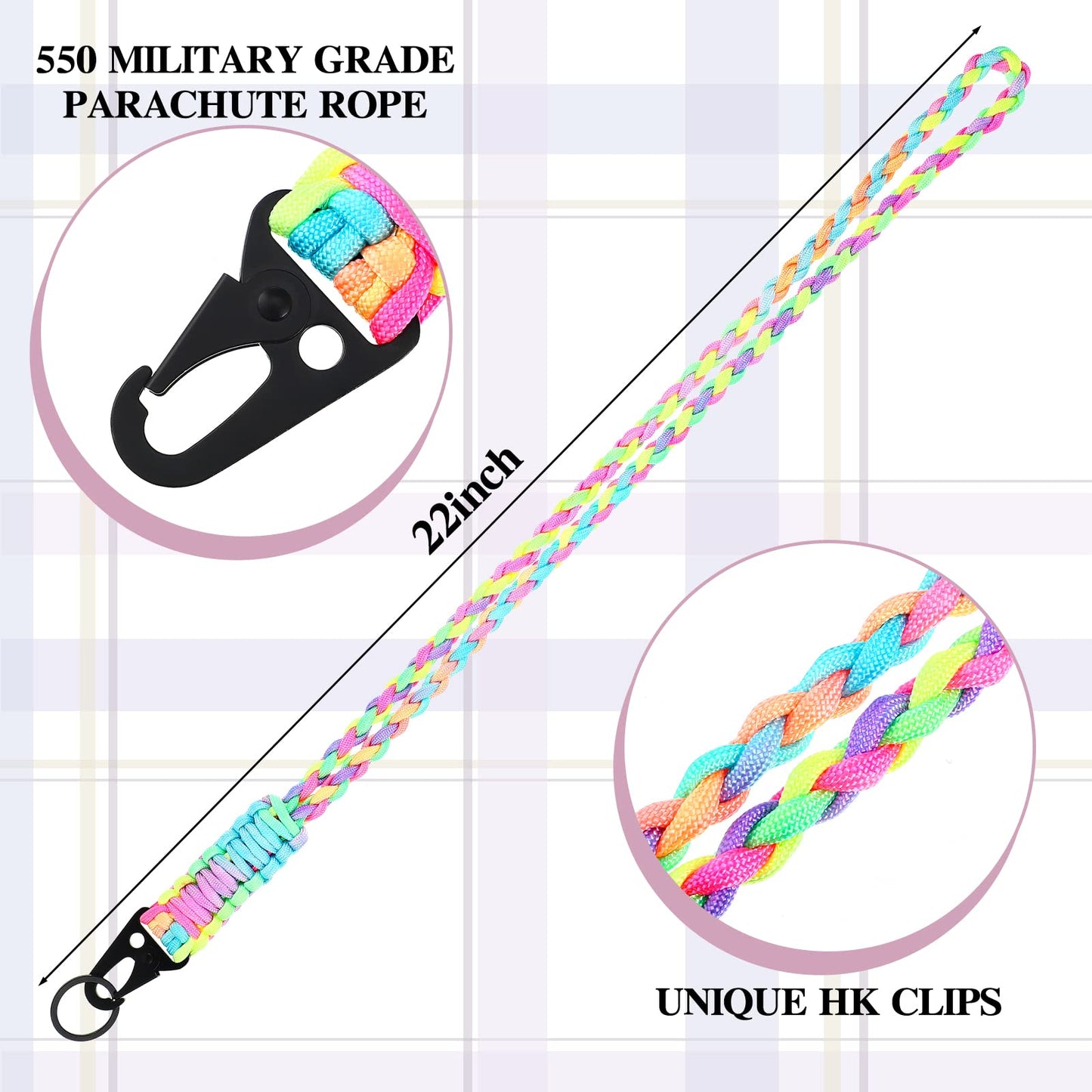 Frienda 2 Set Heavy Duty Paracord Lanyard Necklace Whistles Strap Braided 550 Keychain Lanyard for Outdoor Activities ()