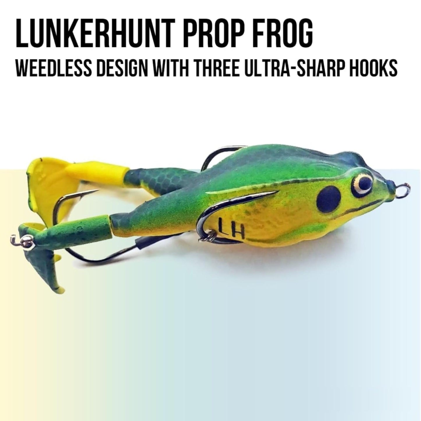 LUNKERHUNT - Frog Bait for Bass Fishing | Soft Hollow Body Weedless Frog for Bass Fishing and Trout | Weedless Realistic Bait Frog Lure, Freshwater with Sharp Hooks Lures and Double Propellers Feet