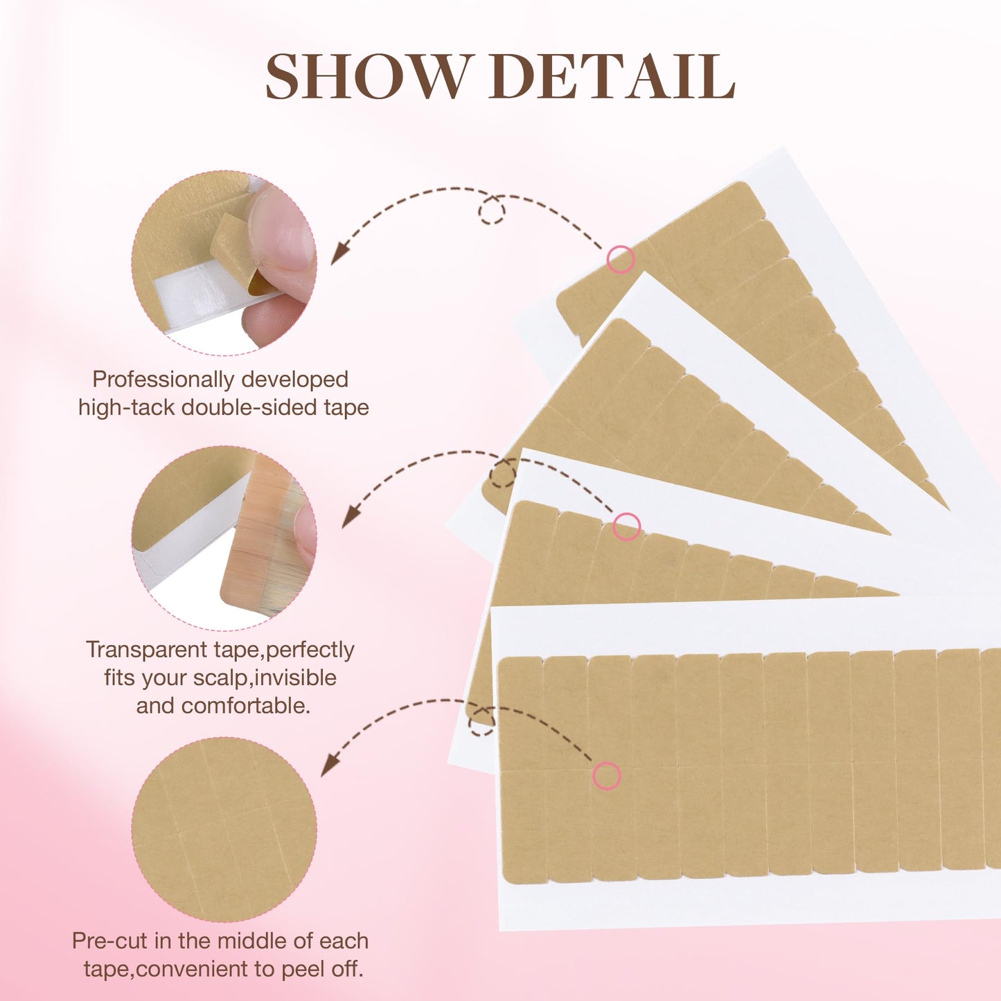 GOO GOO Hair Extension Double Sided Adhesive Replacement Tape, Professional Strong for Tape in Extensions 48pcs, 1.6 * 0.3inch per Piece