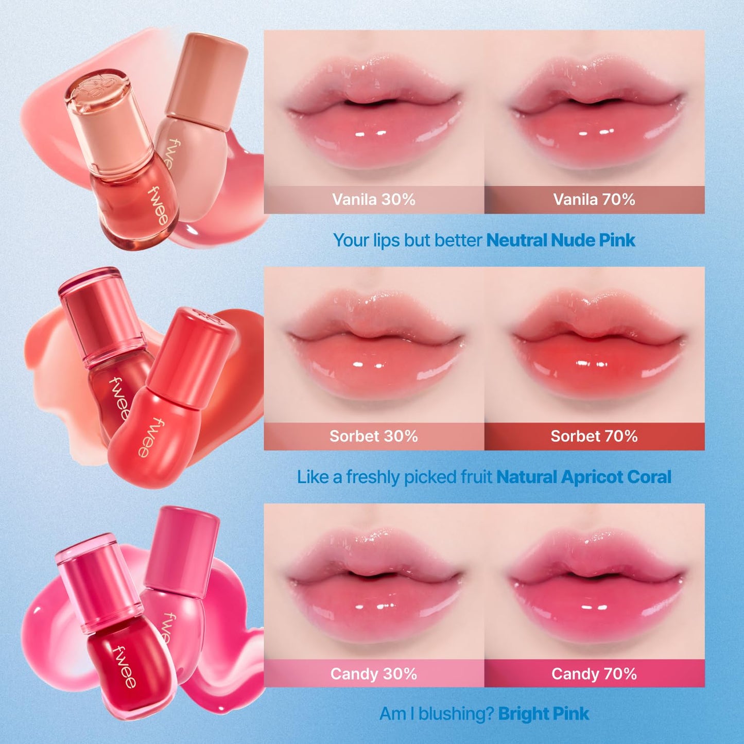 fwee 3D Voluming Gloss | Reddish Moment - Aengdu 70% | Lip Gloss, High-Shine, Non-Sticky, Moisturizing Finish | 5.3g