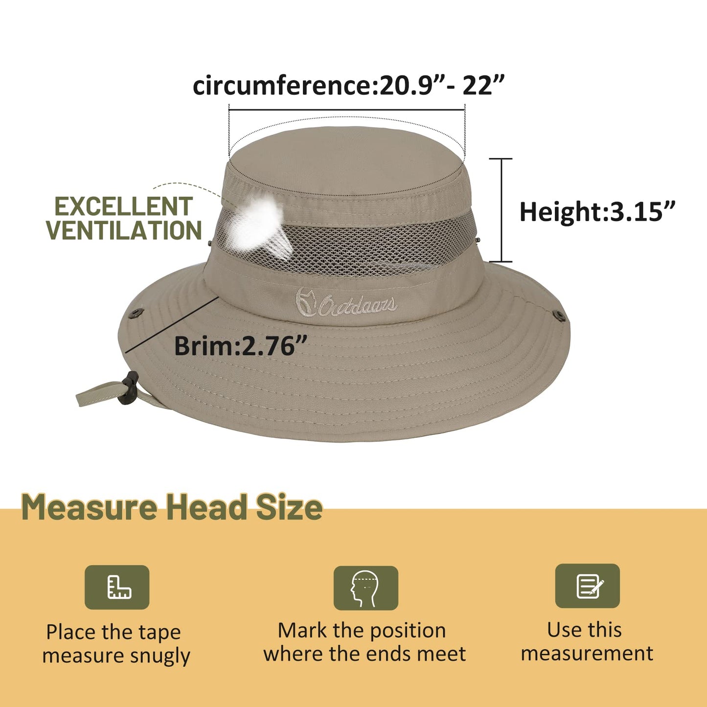 Century Star Outdoor Kids Sun Hat Boys Sun Hat Girls Beach Hat UPF 50+ Kids Bucket Hat Wide Brim Kids Fishing Safari Hat Beige 5-13T