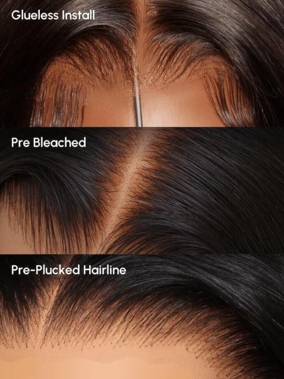 UNICE Bye Bye Knots Glueless 7x5 HD Lace Front Wigs Human Hair Pre Plucked Pre Cut Bleached Knots Dark Roots Brown Blonde Highlight Blunt Bob Wigs Natural Looking 150% Density 10 inch