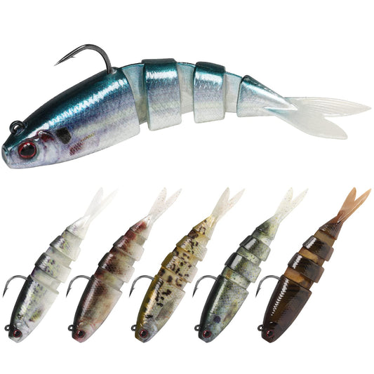 TRUSCEND Pre-Rigged Fishing Jigs, 1:50 Super Durable Soft Swimbait, Well-Made Lifelike Fishing Lures, Weedless Lure for Bass Trout Walleye, Saltwater Fishing Gear