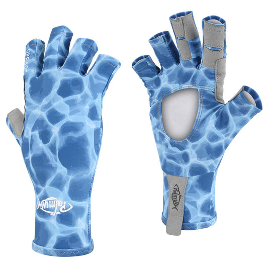 Palmyth UV Protection Fishing Fingerless Gloves UPF50+ Sun Gloves Men Women for Kayaking, Hiking, Paddling, Driving, Canoeing, Rowing (Air Water Wave, X-Large)