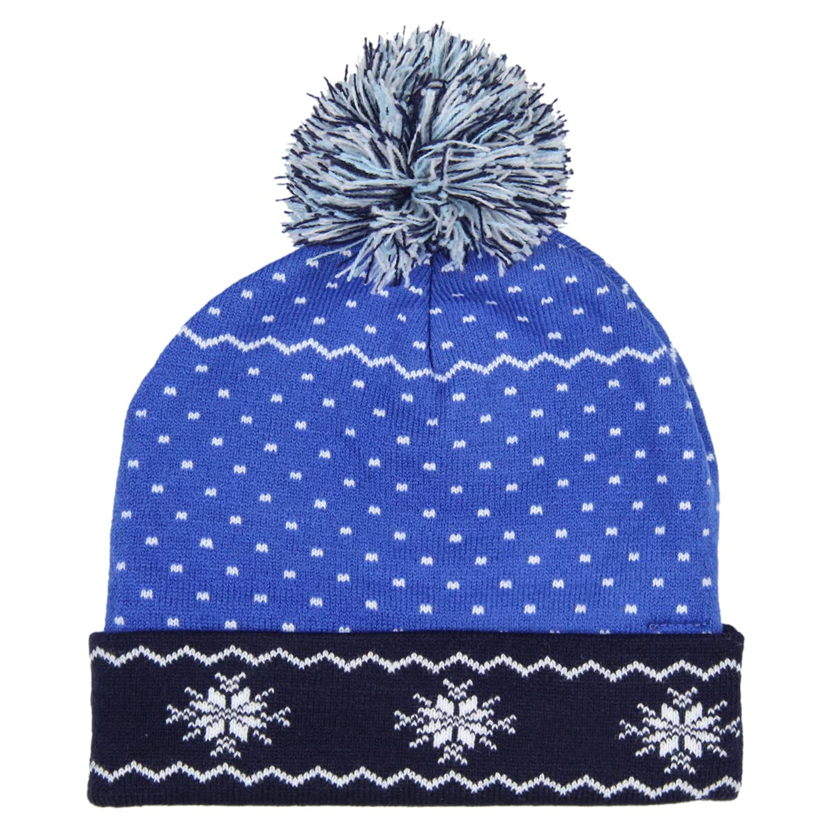 Culturefly The Office Dunder Mifflin Paper Company Fairisle Cuff Knit Pom Beanie Hat Blue