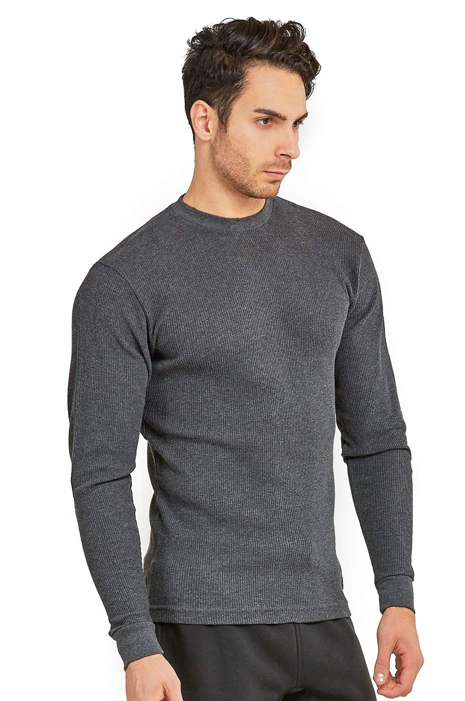 Men's Classic Waffle-Knit Heavy Thermal Top (XL, Charcoal)