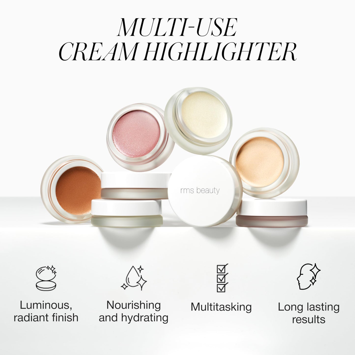 RMS Beauty Luminizer - Cream Highlighter Makeup, Luminous Dewy Makeup Highlighter Eyeshadow, Body Shimmer, Face Highlighters & Luminizers, Glow Makeup