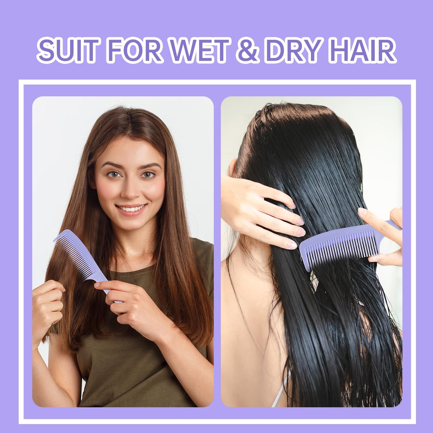 RHOS Detangling Hair Comb for Women,Hair Comb Set for Curly/Straight/Short/Thick Hair,Medium Tooth Comb for Wet and Dry Hair,Hair Detangler Comb(Pink&Purple)
