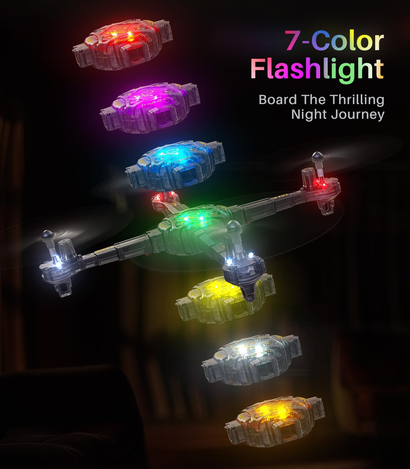 Drones for Kids, SYMA X440 RC Helicopter Drone with Detachable Arms with 7-Color Light Switching, 16 Stunts, 2 Batteries and Altitude Hold, Remote Control Toys for Boys Girls