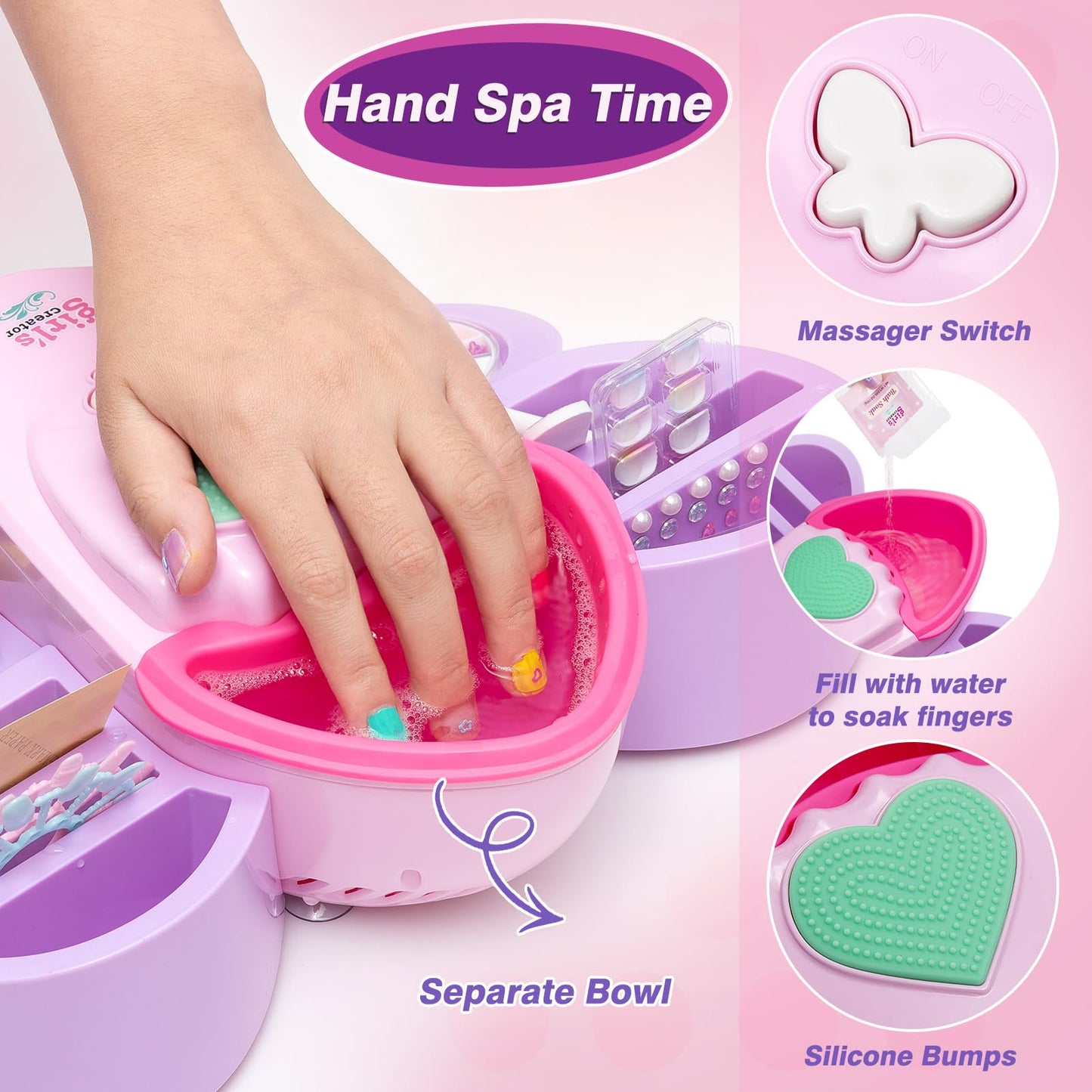 G.C Kids Nail Polish Set for Girls Toy 6-12 Years Old, Nail Art Kit Storage Desk with Nail Dryer&Hand Massage Spa Kit, Kid Manicure Salon Studio Stuff Christmas Birthday Gift Girl Ages 7 8 9 10 11 12