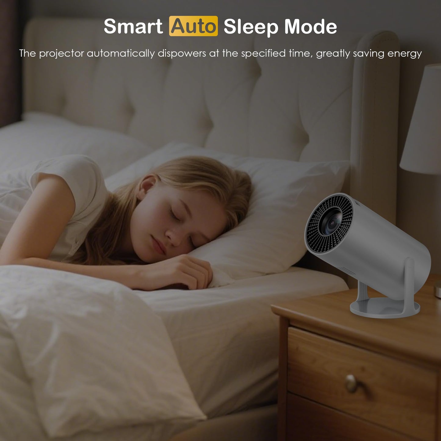 Mini Projector Portable Proyector 4K Support, Full HD 1080P Small Projector with 270° Rotatable Stand, Movie Projector Compatible with TV Stick/Smartphone/HDMI/USB for Bedroom/ Outdoor Camping