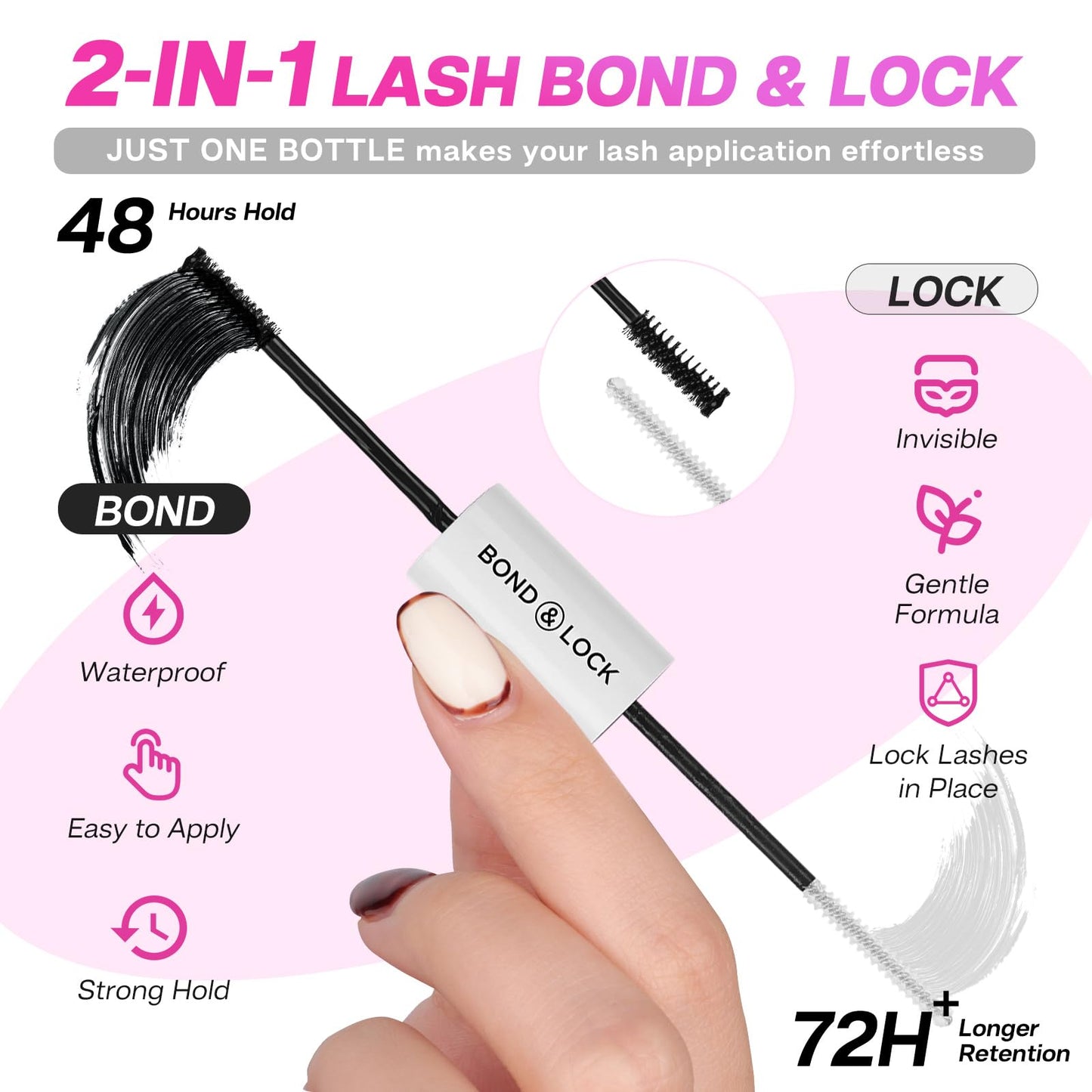 CALAILIS Lash Bond and Seal and Lash Glue Remover Kit, Cluster Lash Glue for Lash Clusters Strong Hold and Long Lasting 72 Hours, Gentle Soothing Non-Irritating Eyelash Glue Remover, 2Pack