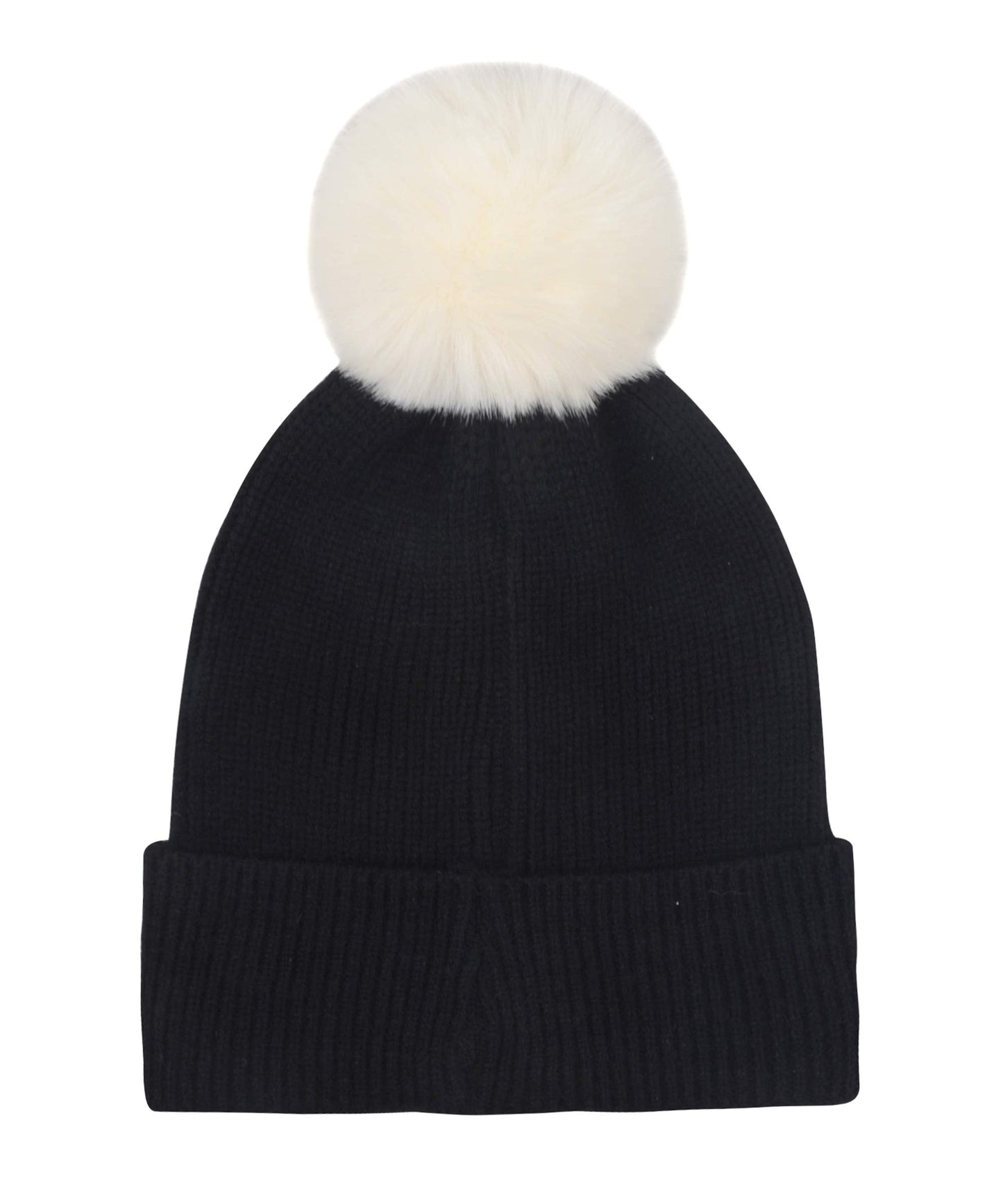 Hatphile Dog Lover Stretchy Dog MOM Faux Fur Pompom Knit Beanie Skully Toque (Black Hat White Dog Mom White Pompom)